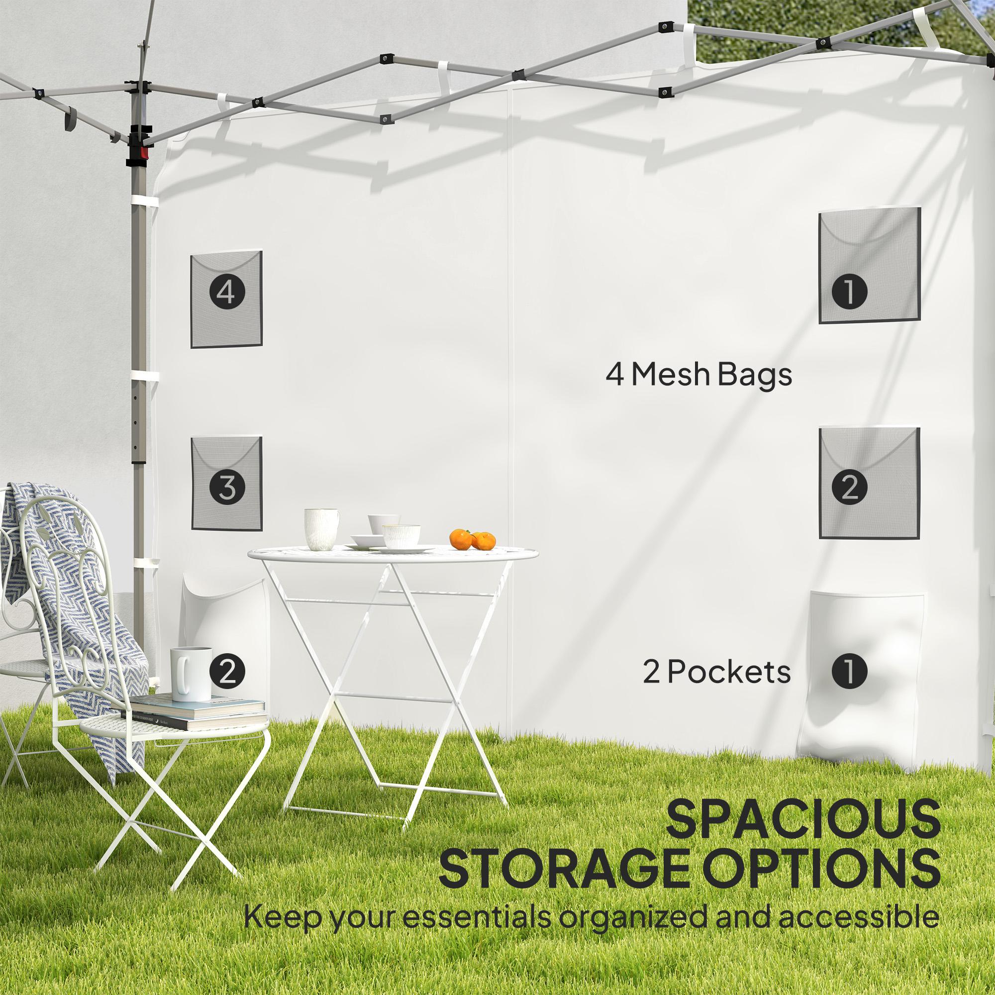1-Pack Canopy Sidewall for 10' x 10' Canopy with 4 Mesh Bags & 2 Storage Pockets, White - Image 7