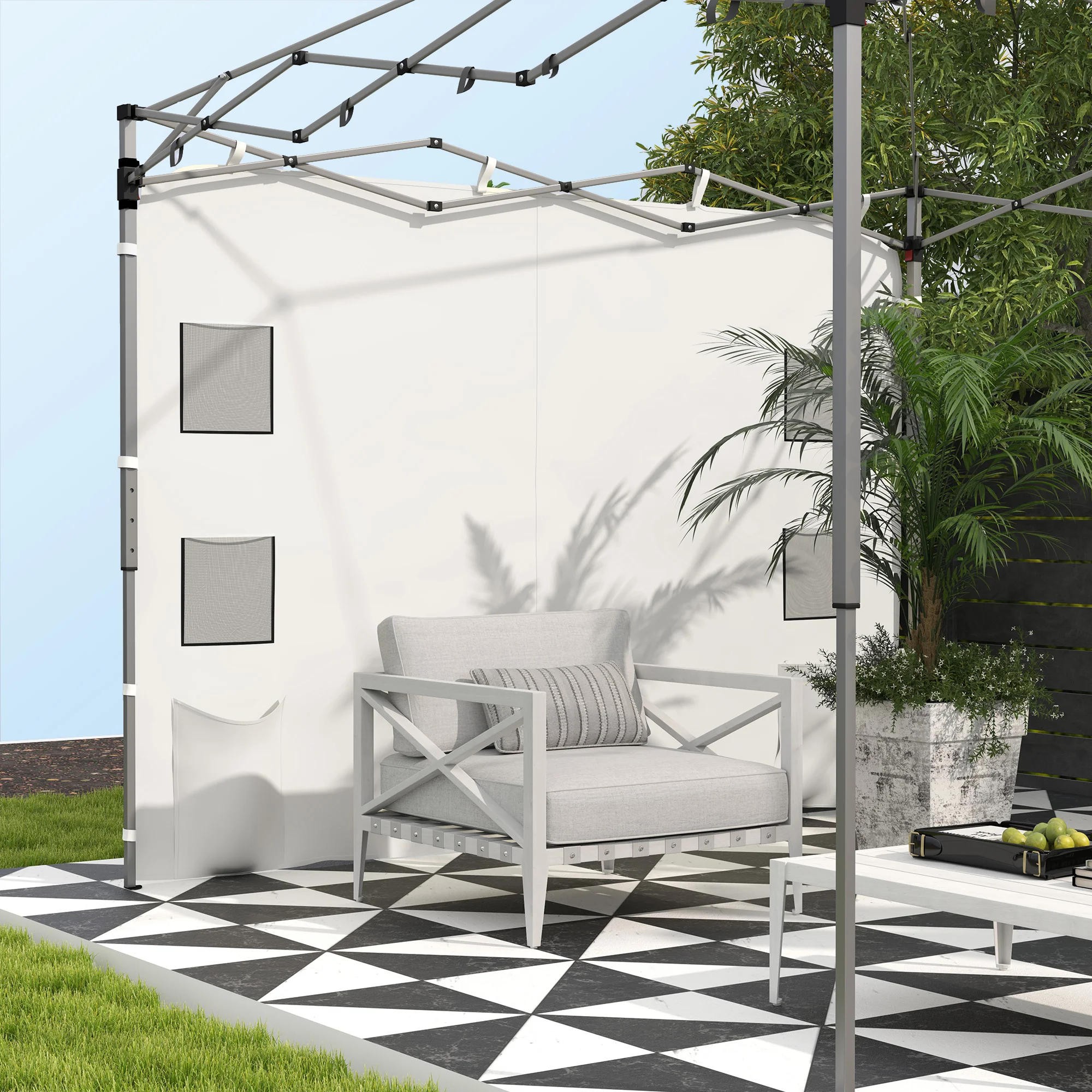 1-Pack Canopy Sidewall for 10' x 10' Canopy with 4 Mesh Bags & 2 Storage Pockets, White - Image 9