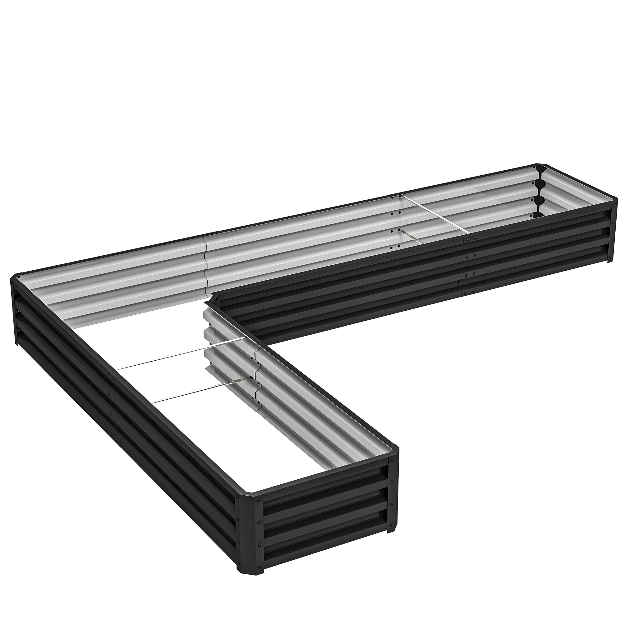 82" x 109" x 12" L-Shaped Raised Garden Bed, Black - Image 12