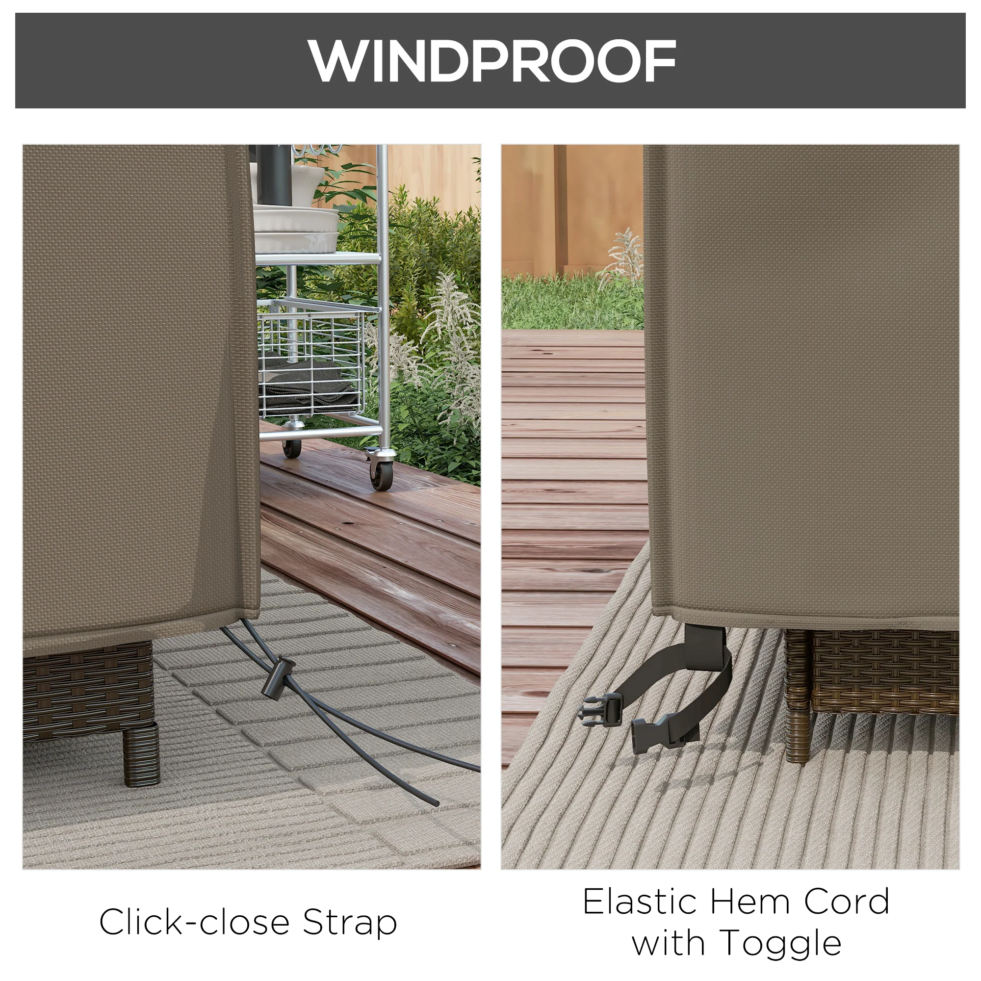 600D Oxford Square Waterproof Patio Furniture Set Cover, 230x230x70 cm, Grey - Image 7
