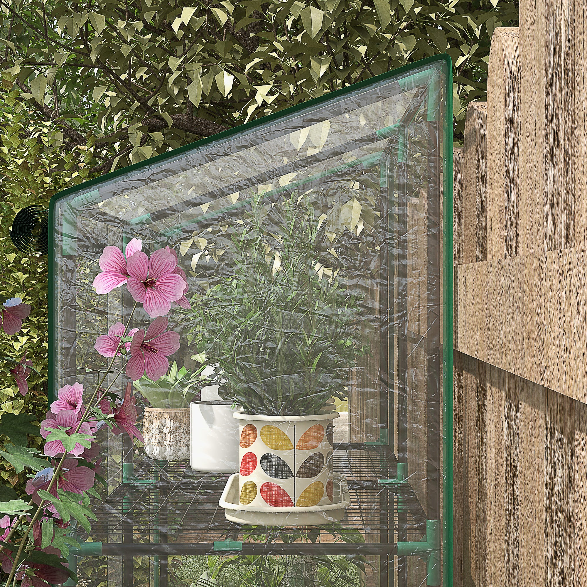 Portable Lean-to Greenhouse with Shelves & Roll-Up Doors - Image 12