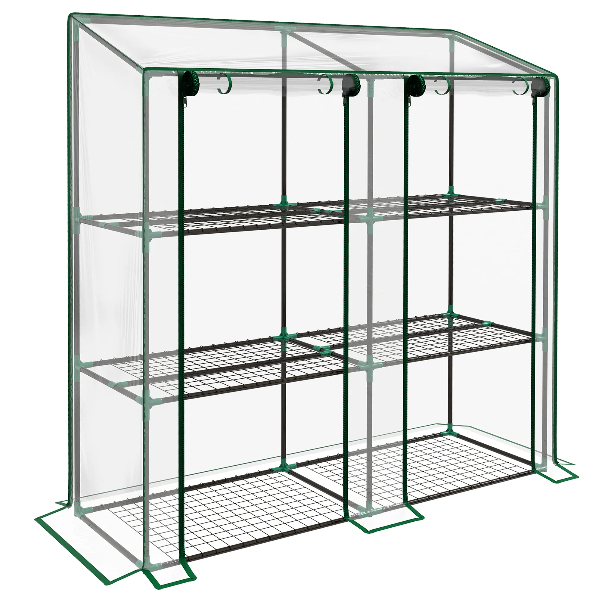 Portable Lean-to Greenhouse with Shelves & Roll-Up Doors - Image 14