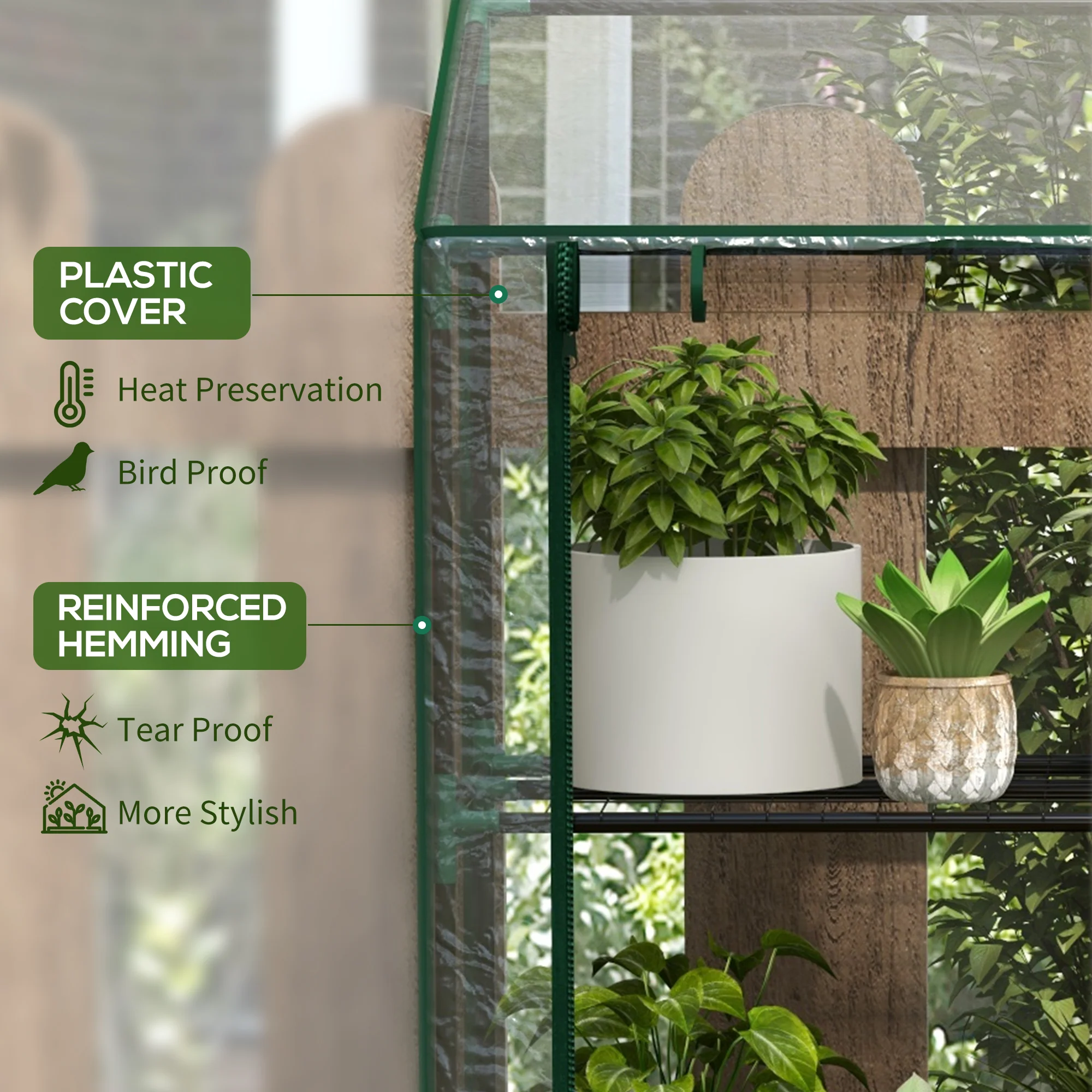 Portable Lean-to Greenhouse with Shelves & Roll-Up Doors - Image 6