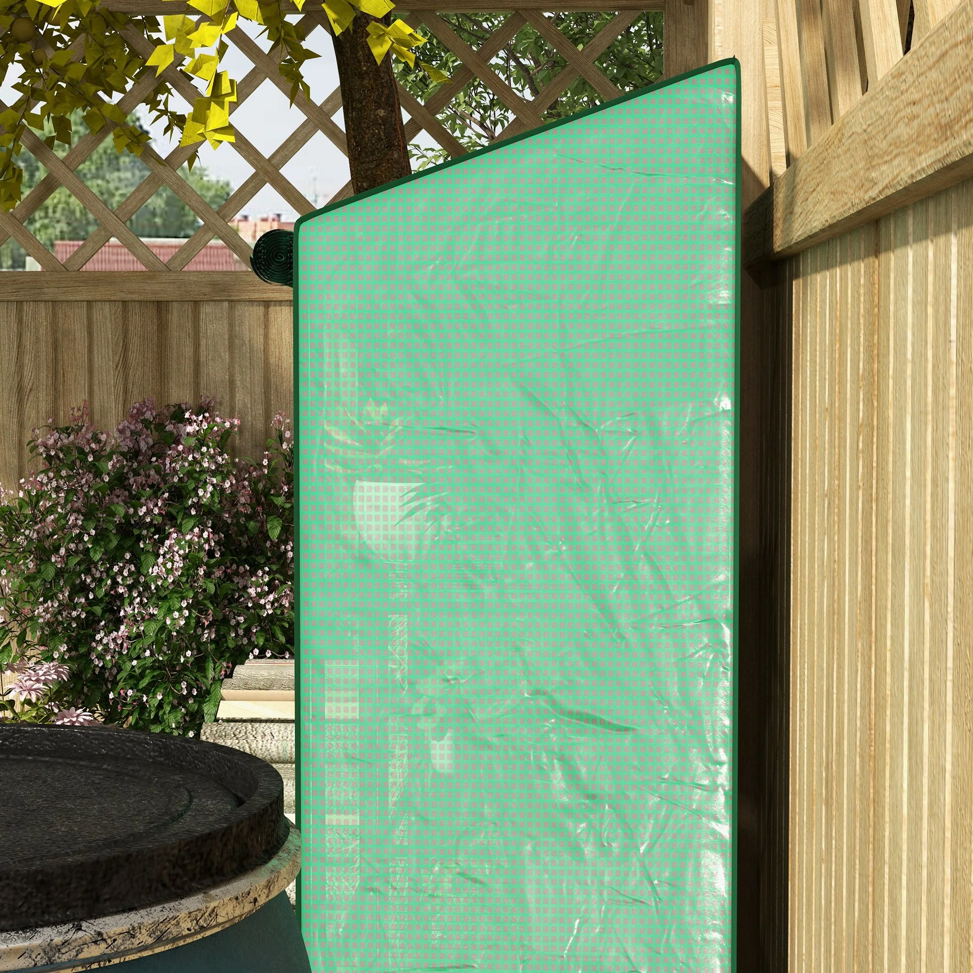 Lean-to Greenhouse with 3 Shelves & 2 Roll-up Doors, 56.3" x 18.1" x 59.4", Green - Image 11