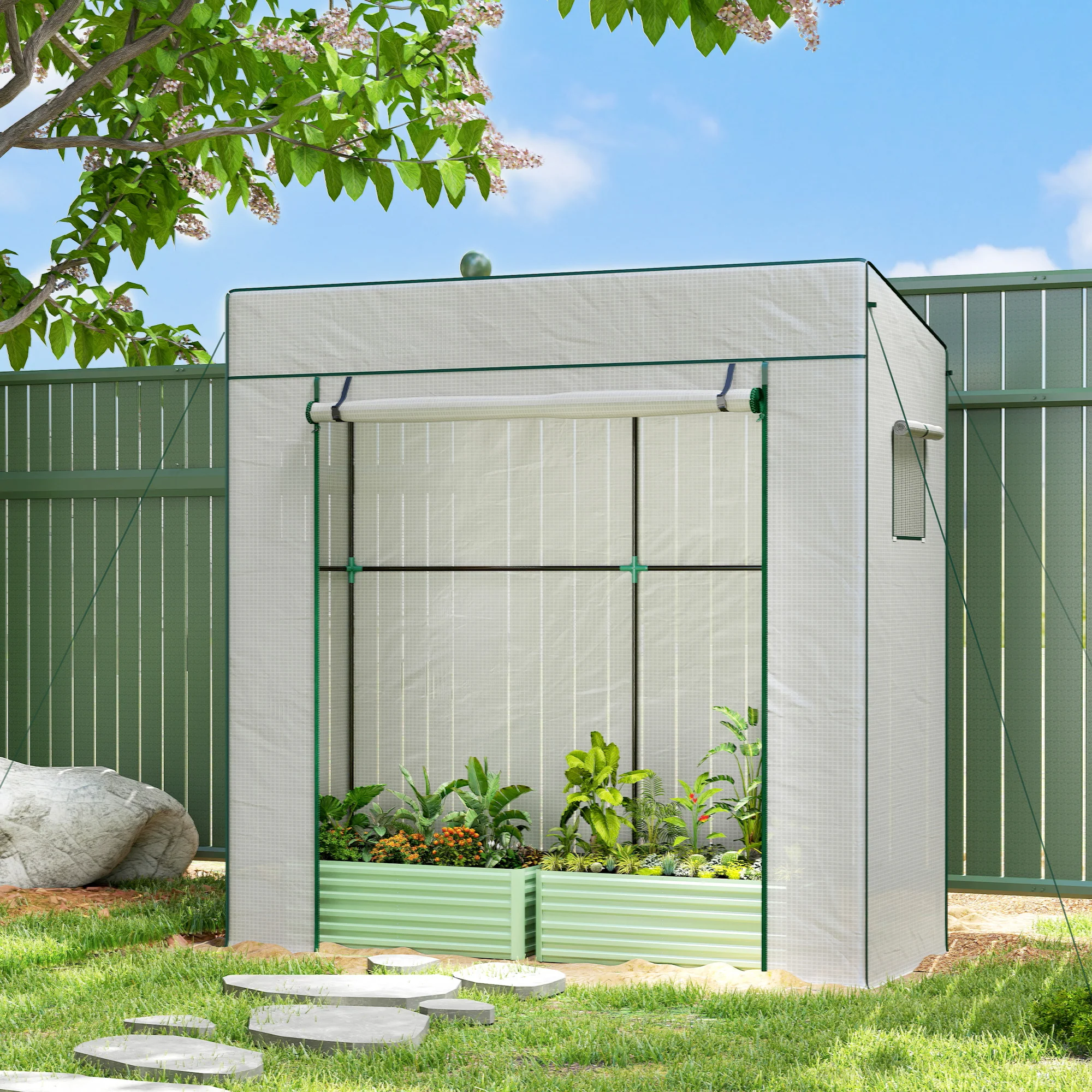 77.2" x 30.3" x 77.6" Lean-to Tomato Greenhouse, White - Image 3