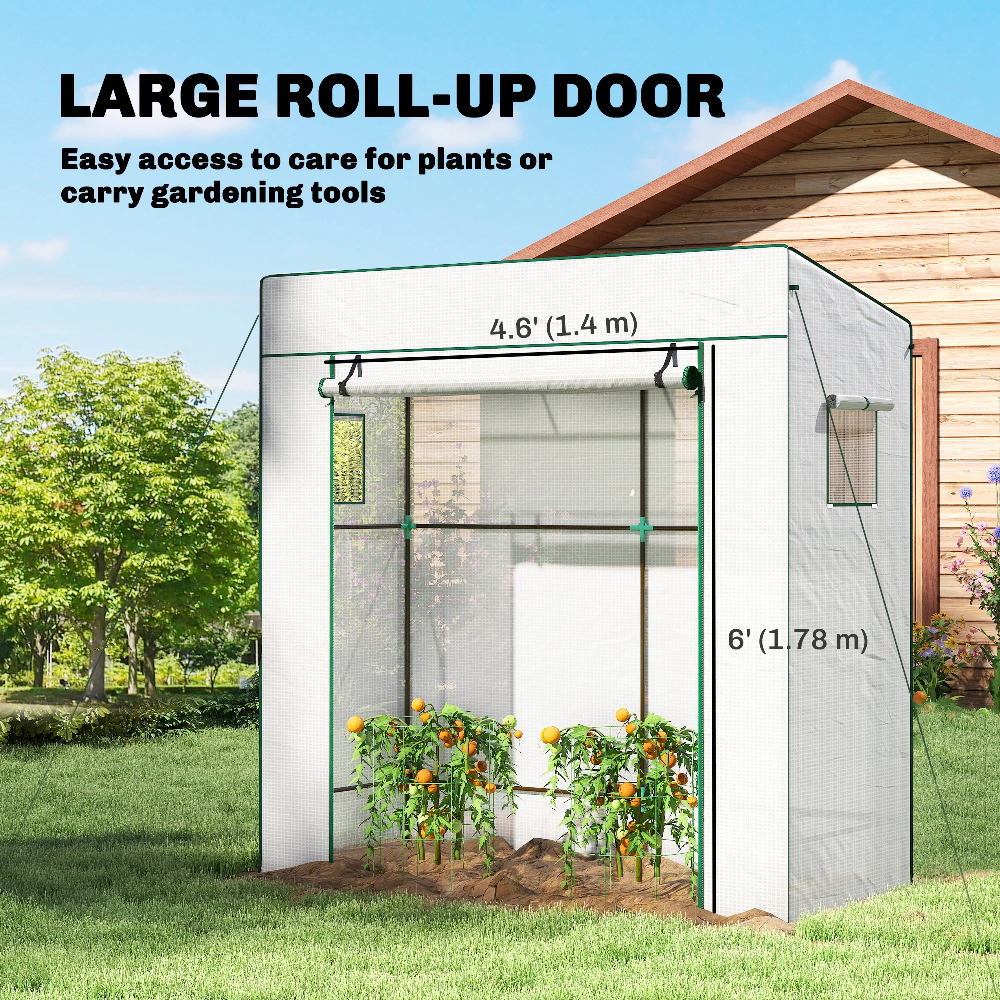 77.2" x 30.3" x 77.6" Lean-to Tomato Greenhouse, White - Image 7