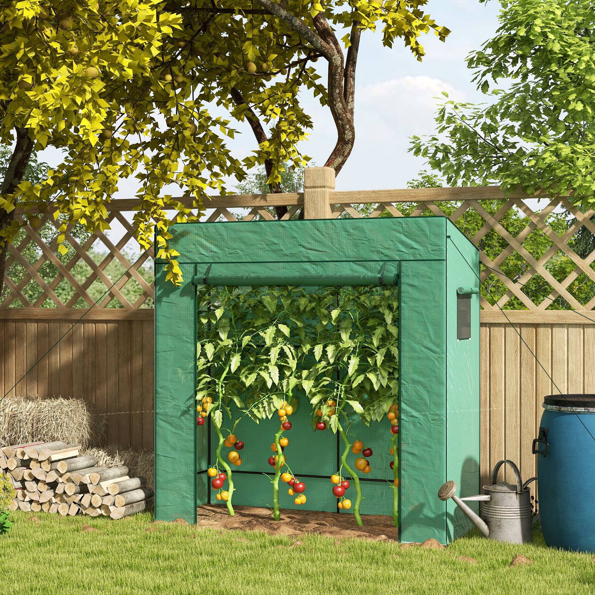 77.2" x 30.3" x 77.6" Lean-to Tomato Greenhouse, Green - Image 4