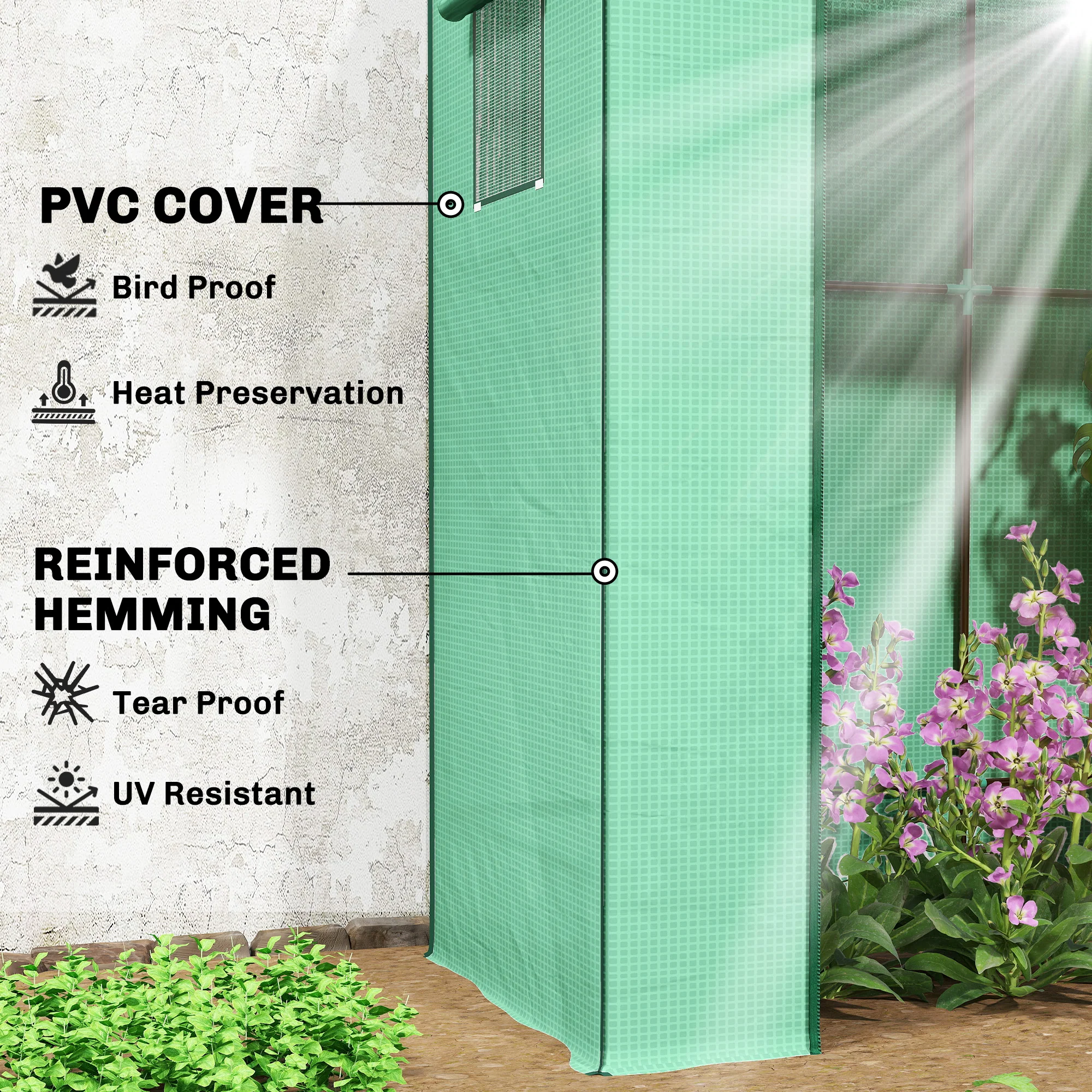 77.2" x 30.3" x 77.6" Lean-to Tomato Greenhouse, Green - Image 6