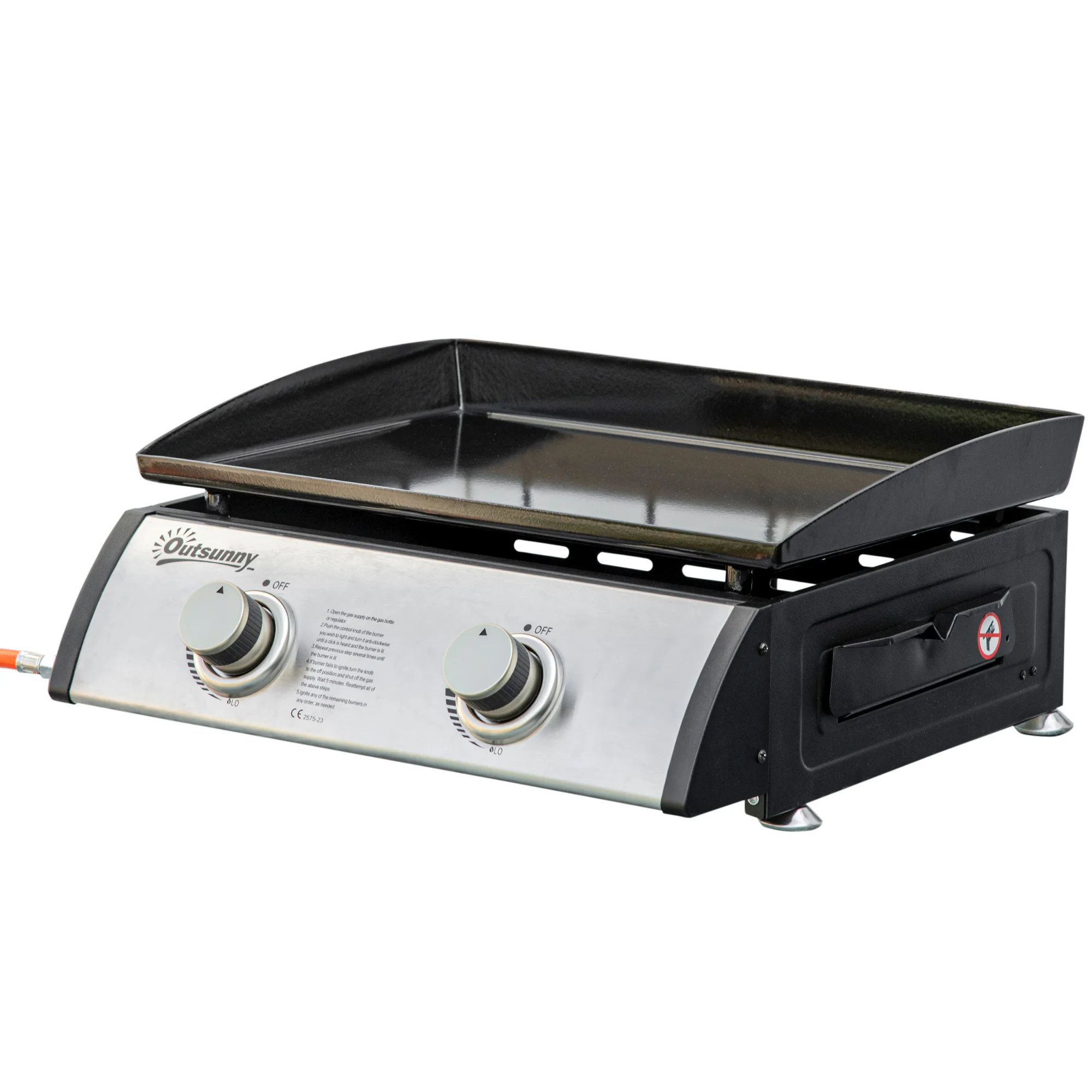 Tabletop Gas Grill with 2 Stainless Burners (90,000 BTU), Silver - Image 2
