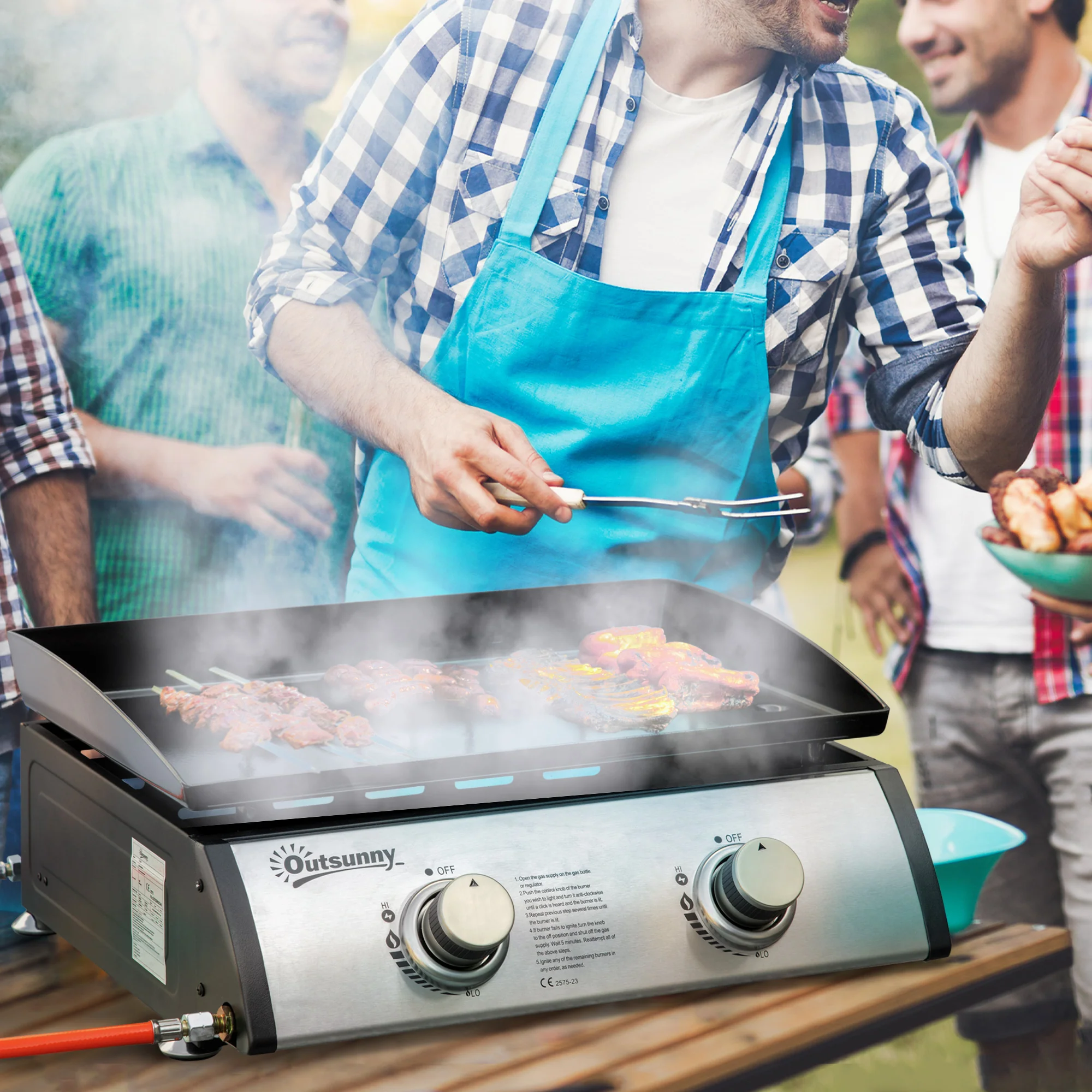 Tabletop Gas Grill with 2 Stainless Burners (90,000 BTU), Silver - Image 3