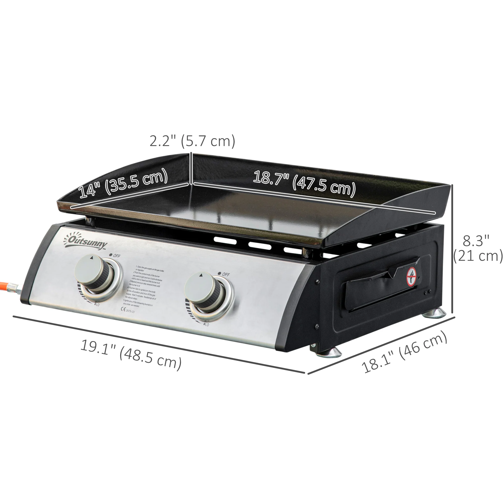 Tabletop Gas Grill with 2 Stainless Burners (90,000 BTU), Silver - Image 5
