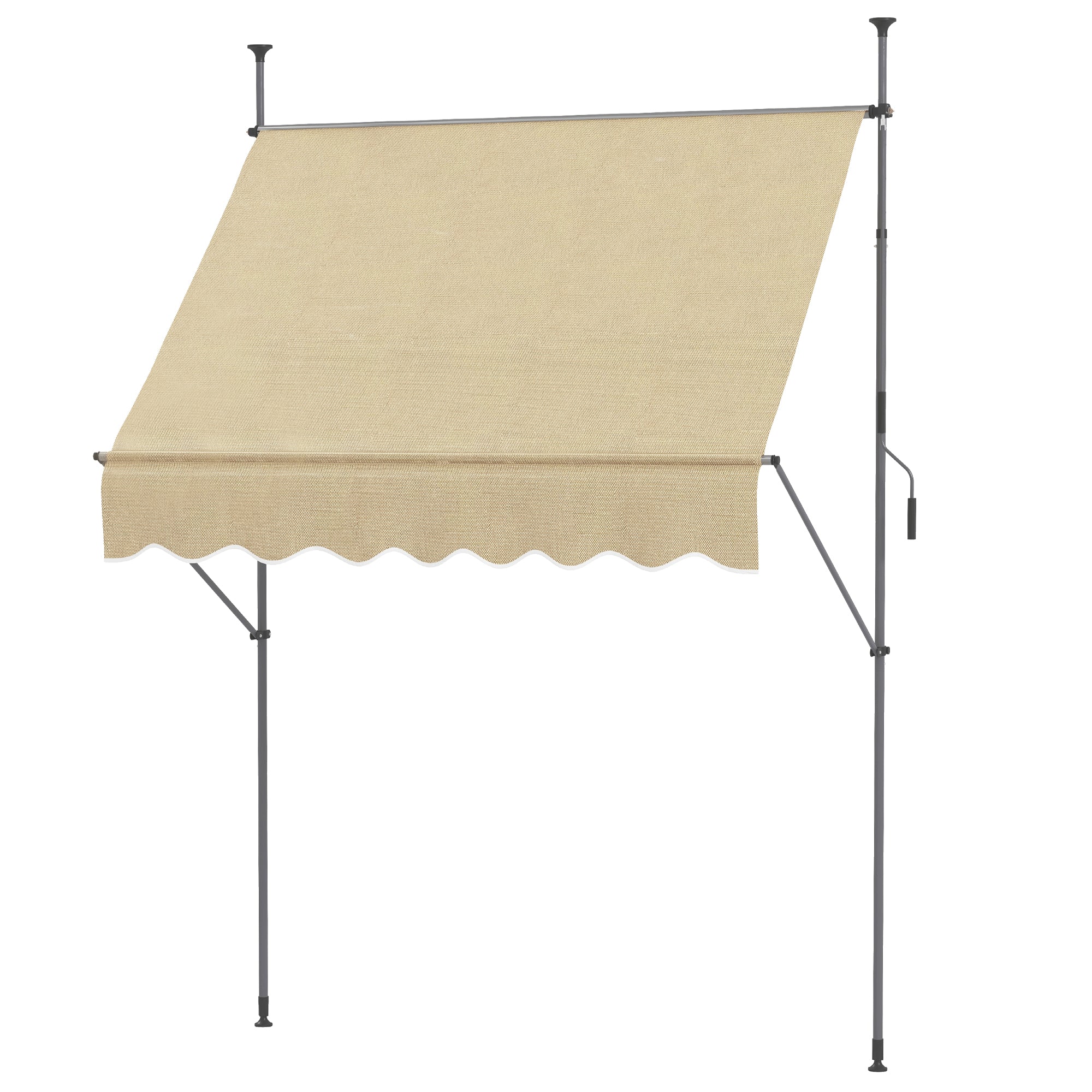 79" Manual Retractable Awning with Support Pole, Beige - Image 12