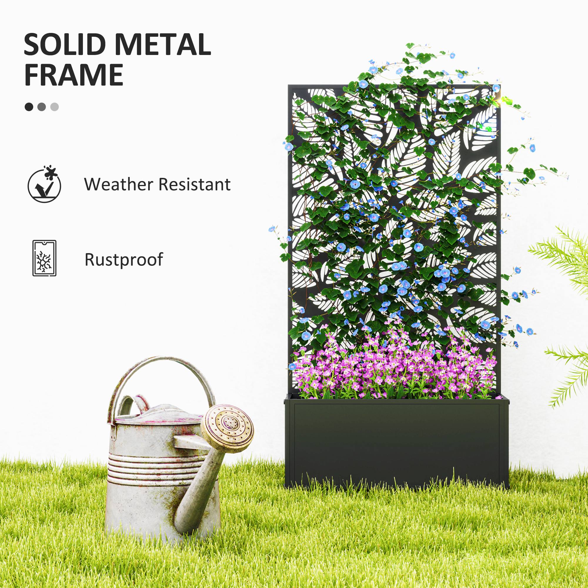 Metal Garden Bed with Trellis and Privacy Panel for Climbing Plants, Flowers, Vegetables - Image 8
