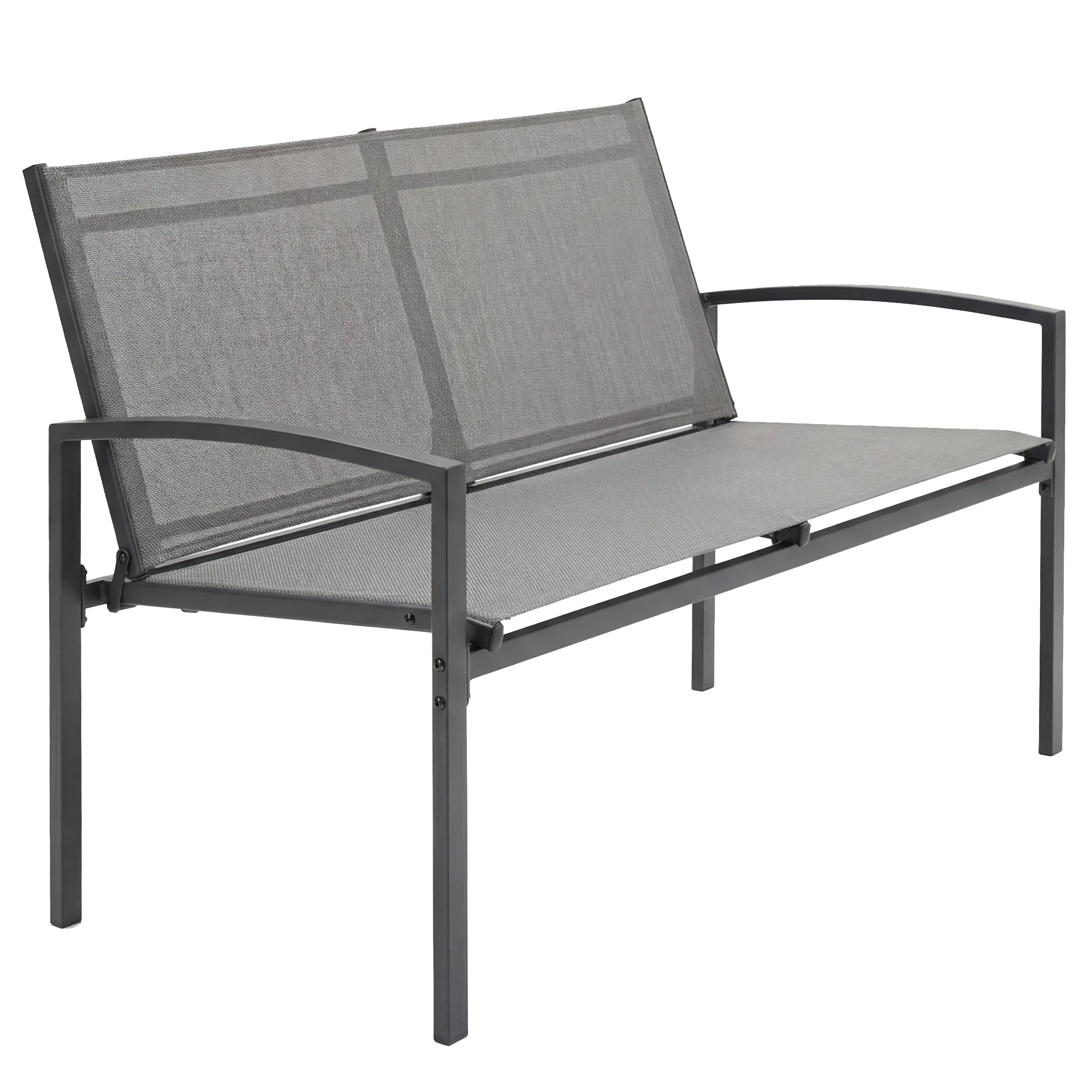 2 Seater Metal Garden Bench with Texteline Seat, Grey - Image 12