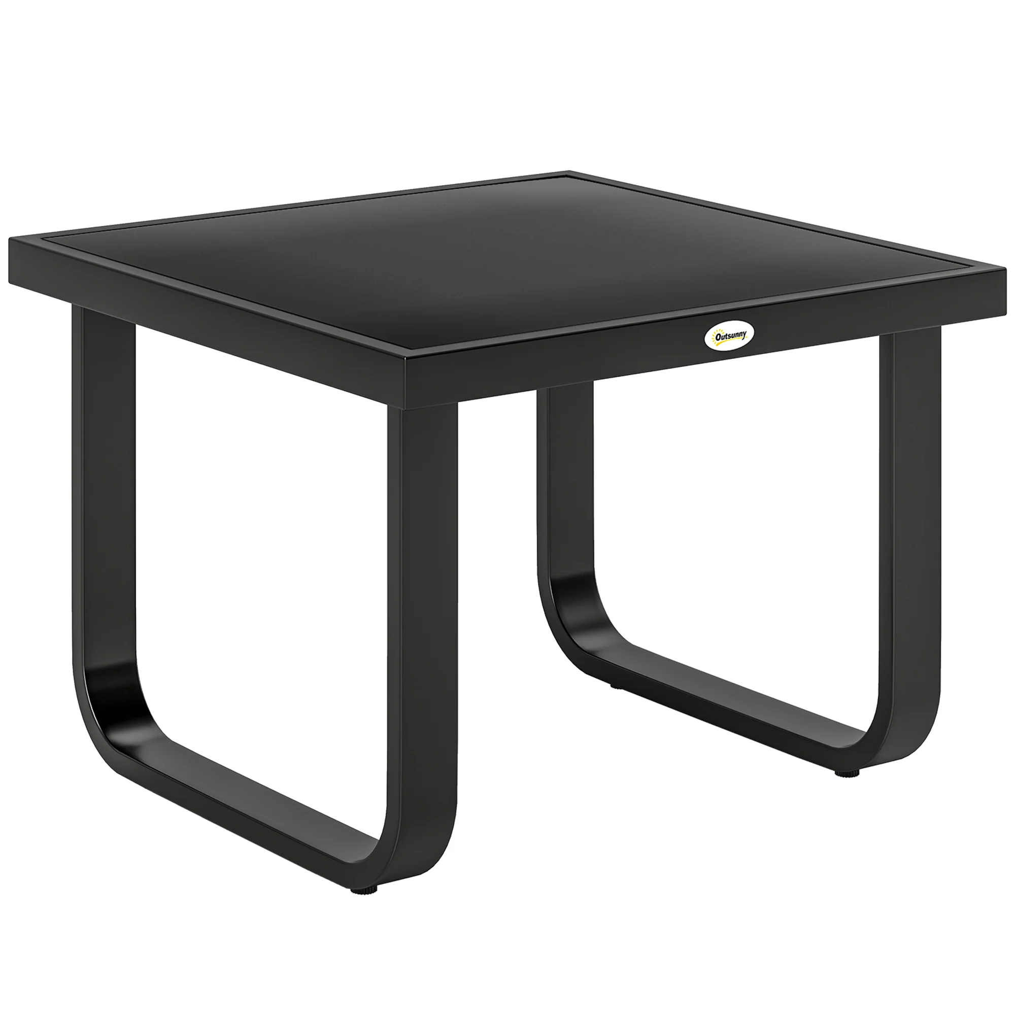 Metal Side Table with Tempered Glass Top & Adjustable Feet, 45x45x33 cm, Black - Image 12
