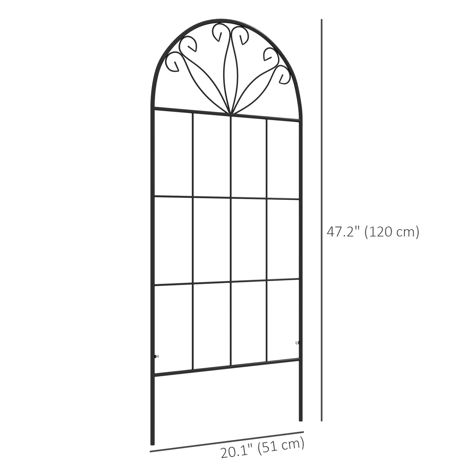 2 Pack Metal Garden Trellis Panels, 20" x 47", Black - Image 5