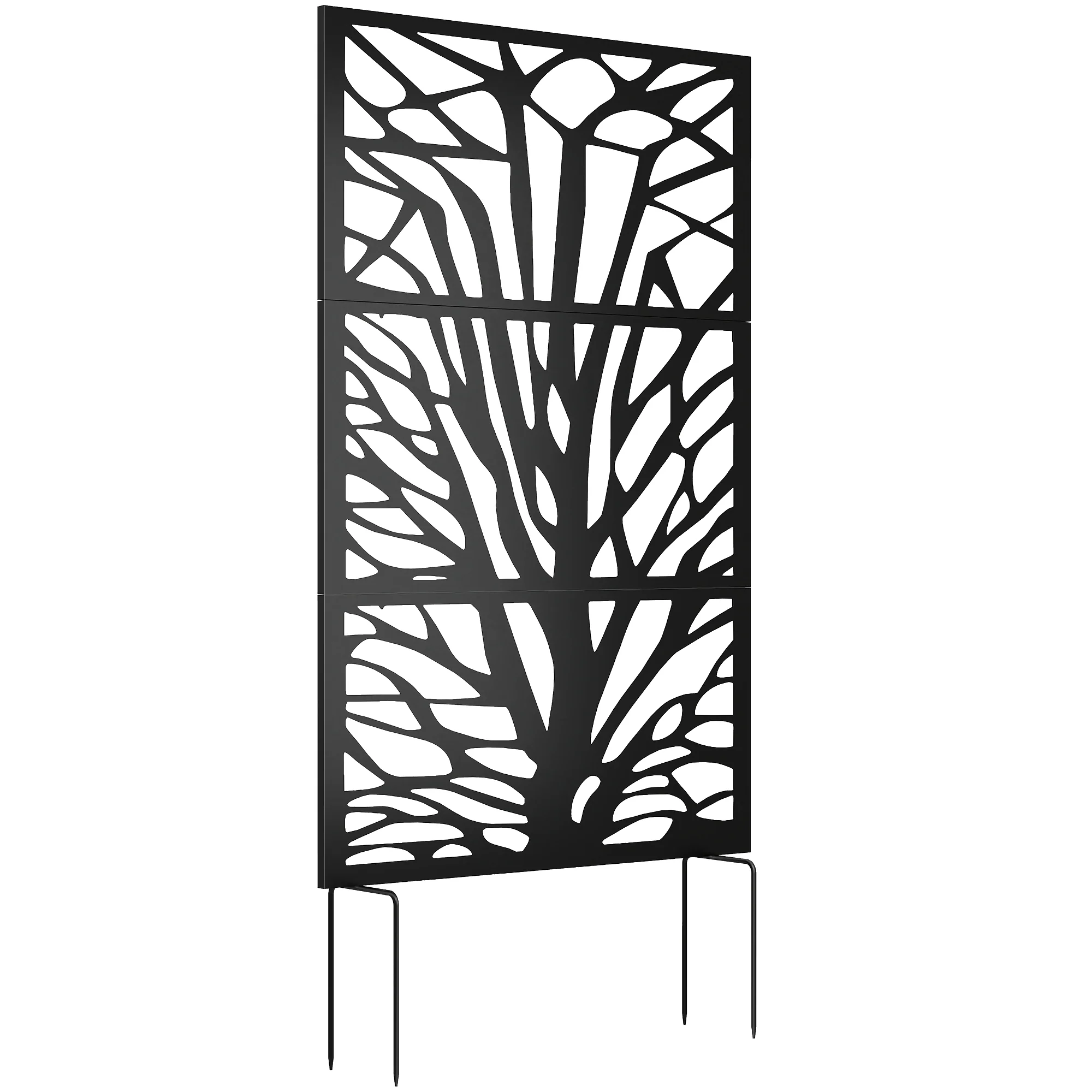 72" x 38" Metal Outdoor Privacy Screen, Trunk Cut-out, Black