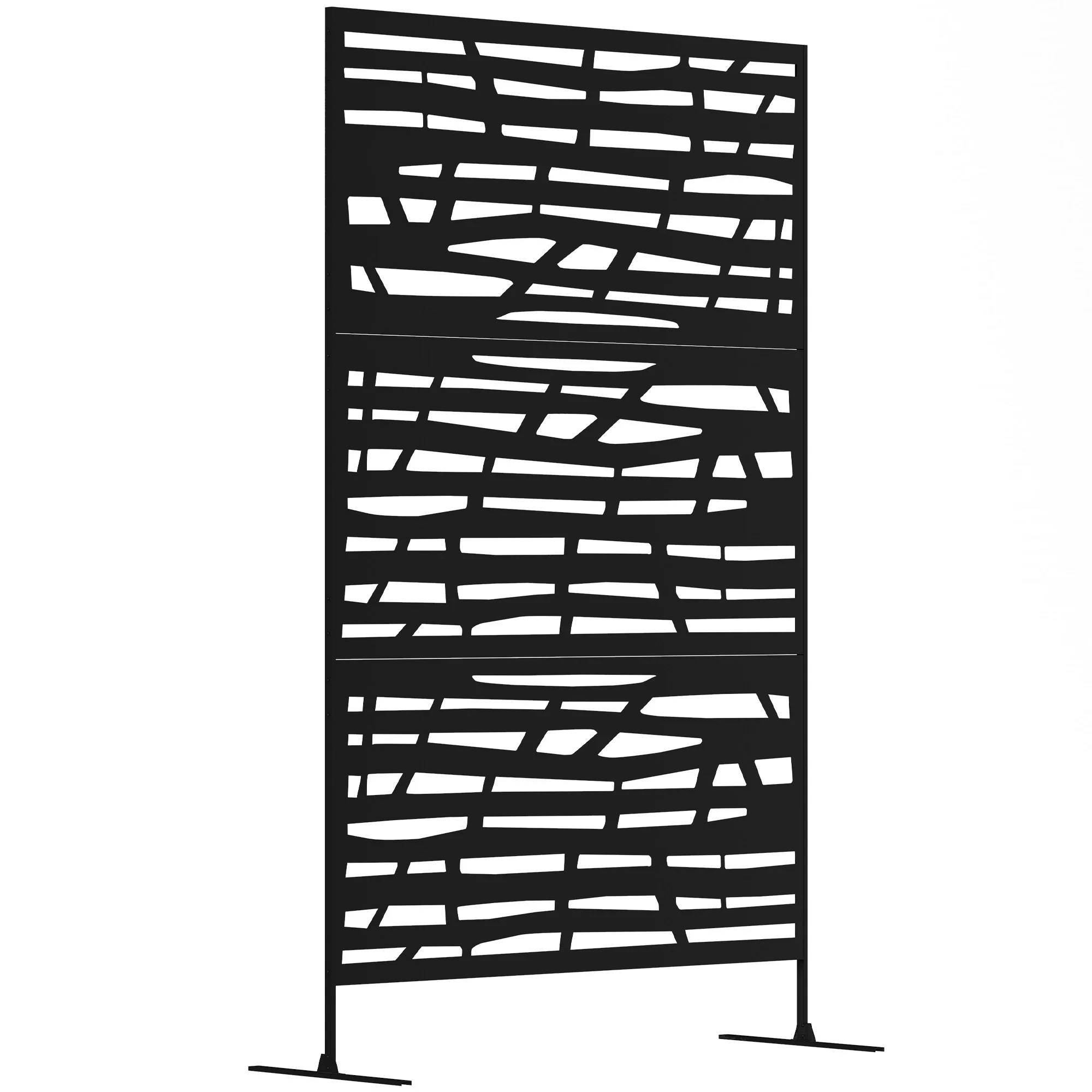 Metal Outdoor Privacy Screen, 78"H x 48"W Decorative Outdoor Divider with Stand, Freestanding Privacy Panel with Striped Hollow Design for Garden, Patio, Backyard, Black - Image 12