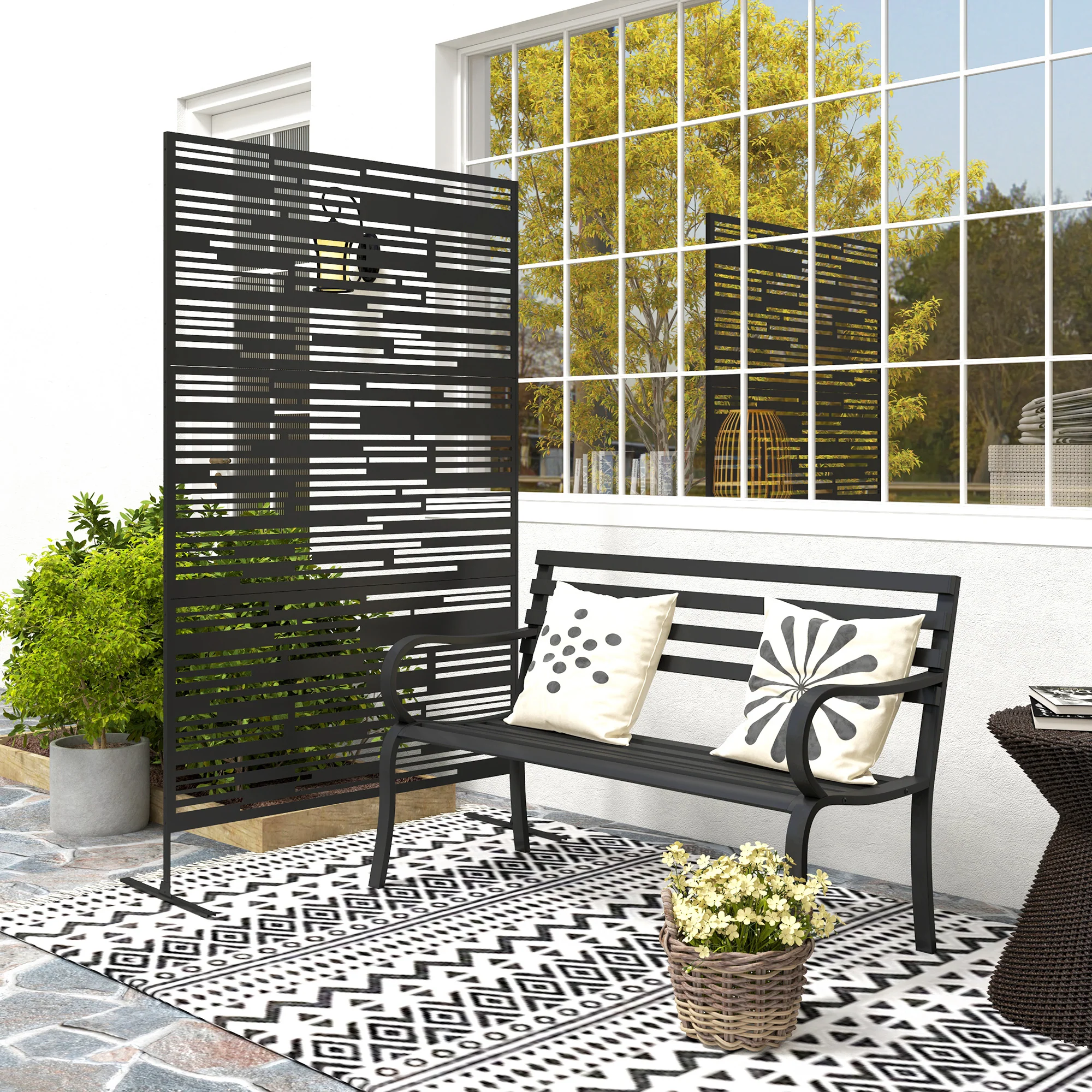 Stylish Garden Privacy Screen with Plant Trellis & Stand - Image 4