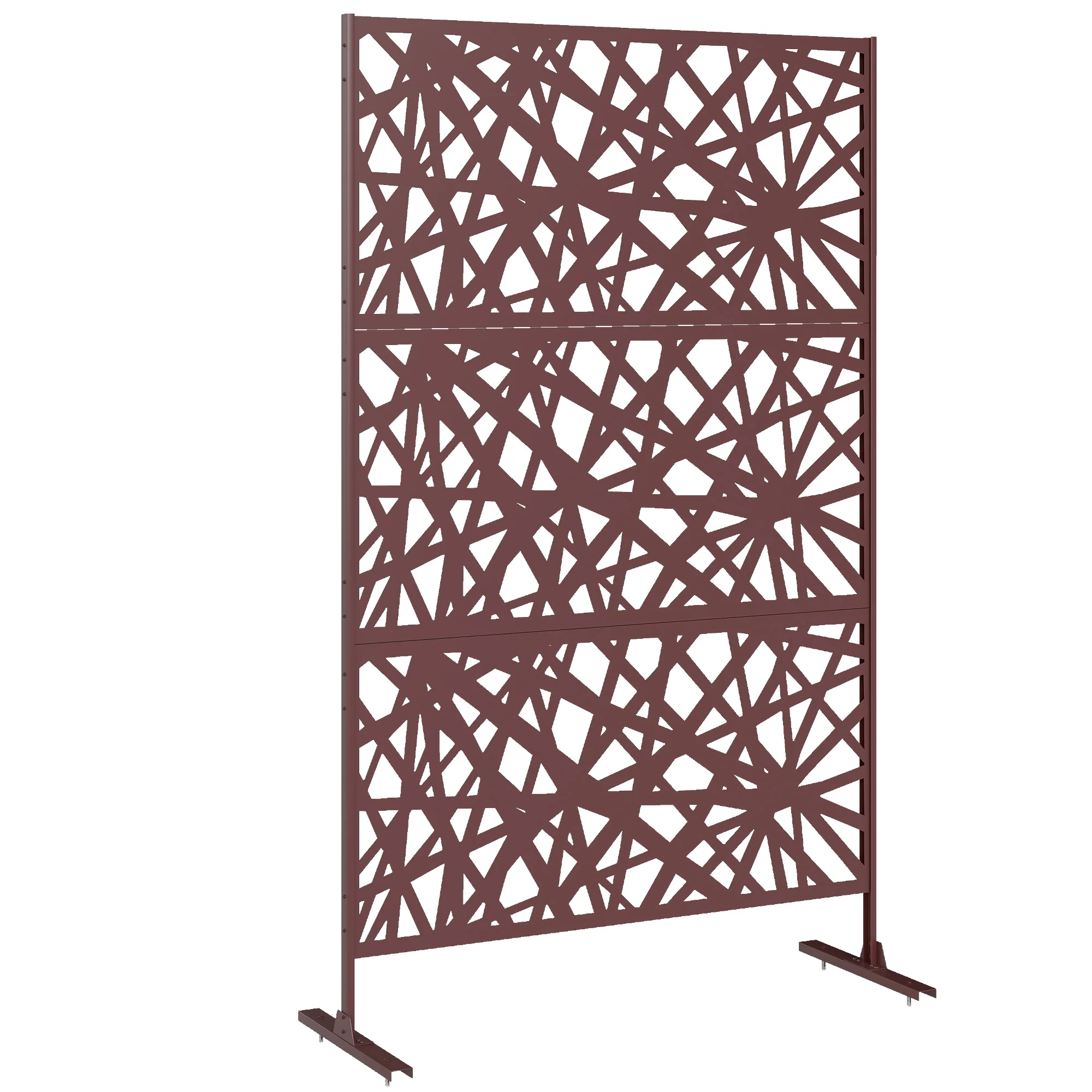 78" x 48" Metal Outdoor Privacy Screen, Labyrinth Design, Dark Brown - Image 12