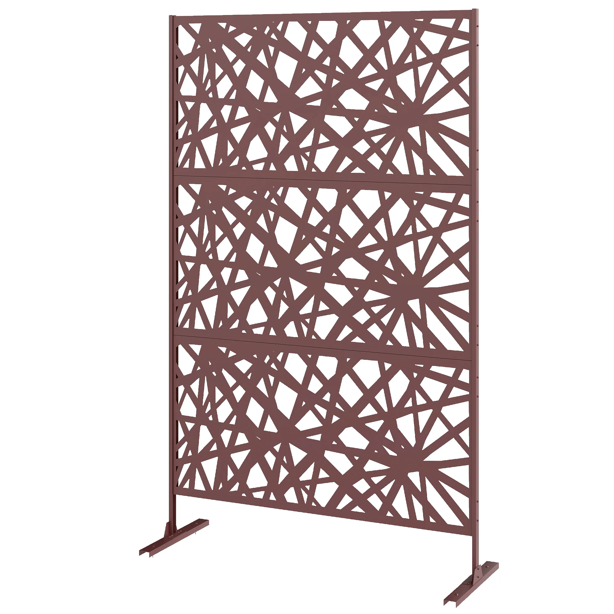 78" x 48" Metal Outdoor Privacy Screen, Labyrinth Design, Dark Brown - Image 2
