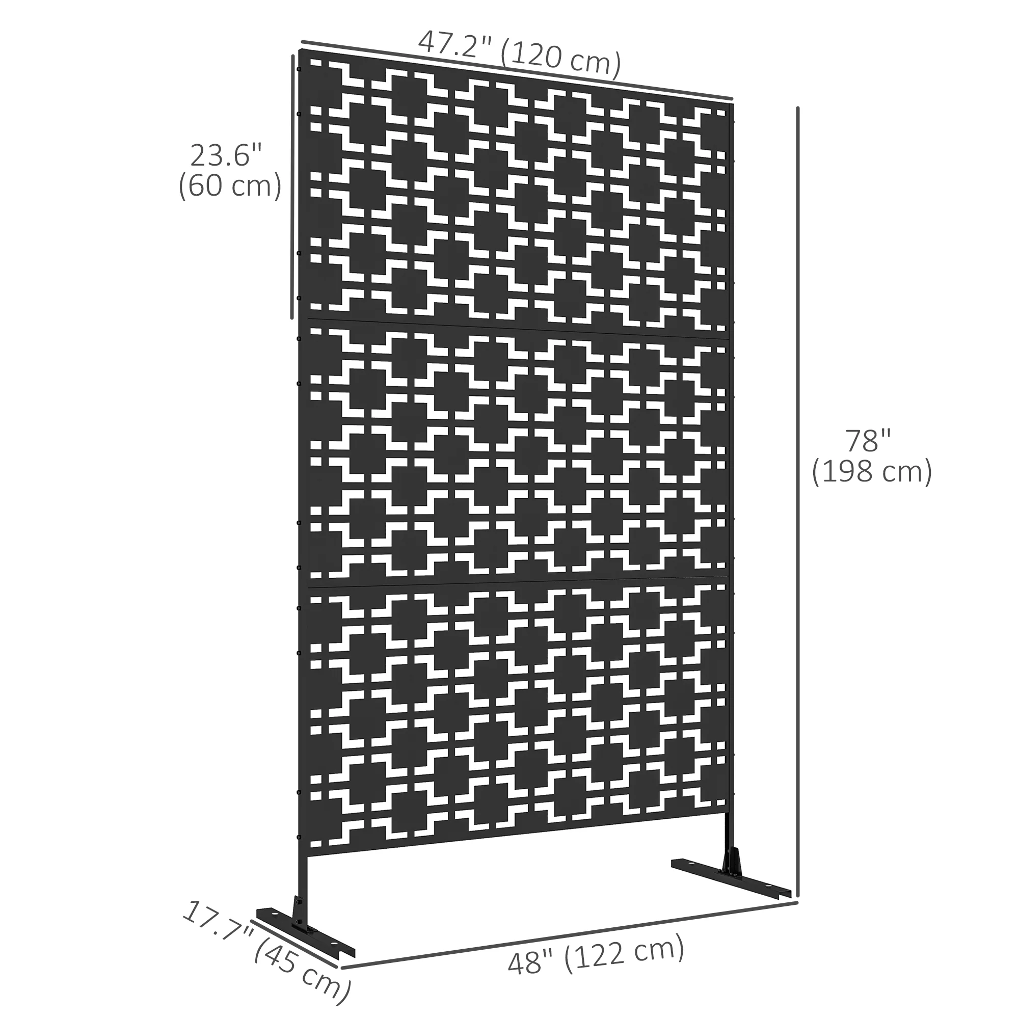Metal Outdoor Privacy Screen, Decorative Outdoor Divider with Stand and Expansion Screws, Freestanding Privacy Panel for Garden, Backyard, Deck, Grid Style, Black - Image 5