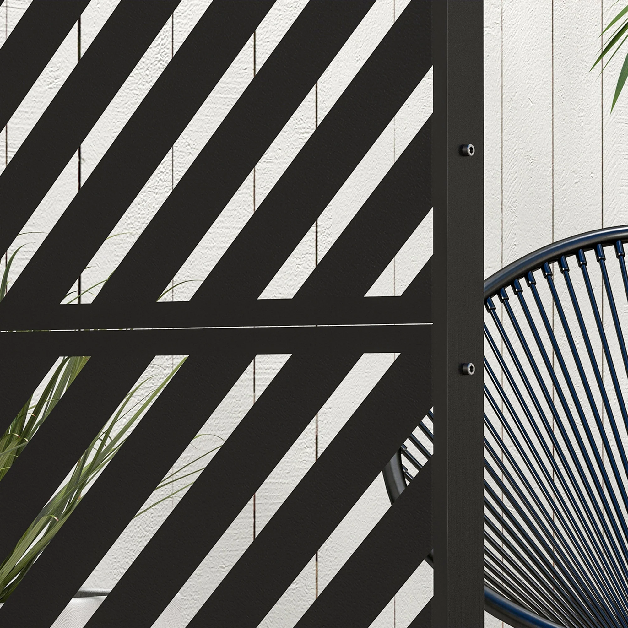 6.5FT Decorative Outdoor Divider, Metal Privacy Screen with Stand, Triangle Style, Black - Image 10