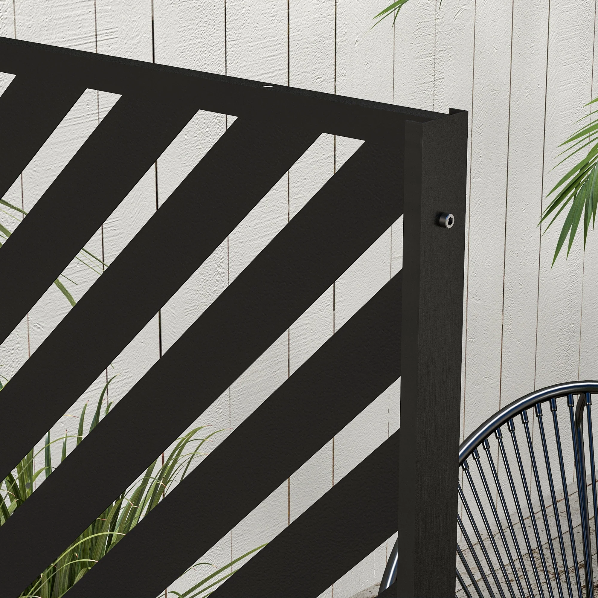 6.5FT Decorative Outdoor Divider, Metal Privacy Screen with Stand, Triangle Style, Black - Image 11