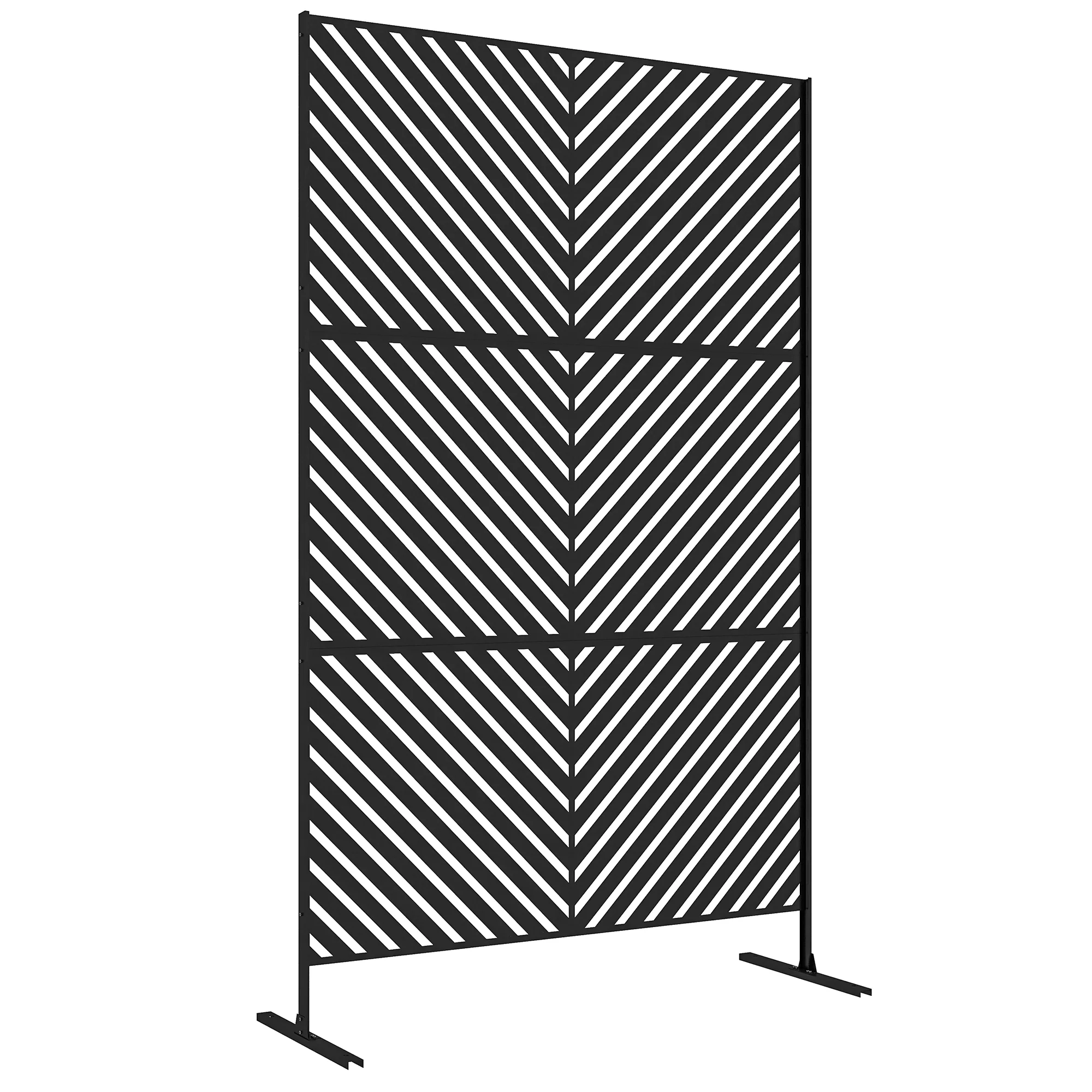 6.5FT Decorative Outdoor Divider, Metal Privacy Screen with Stand, Triangle Style, Black - Image 12