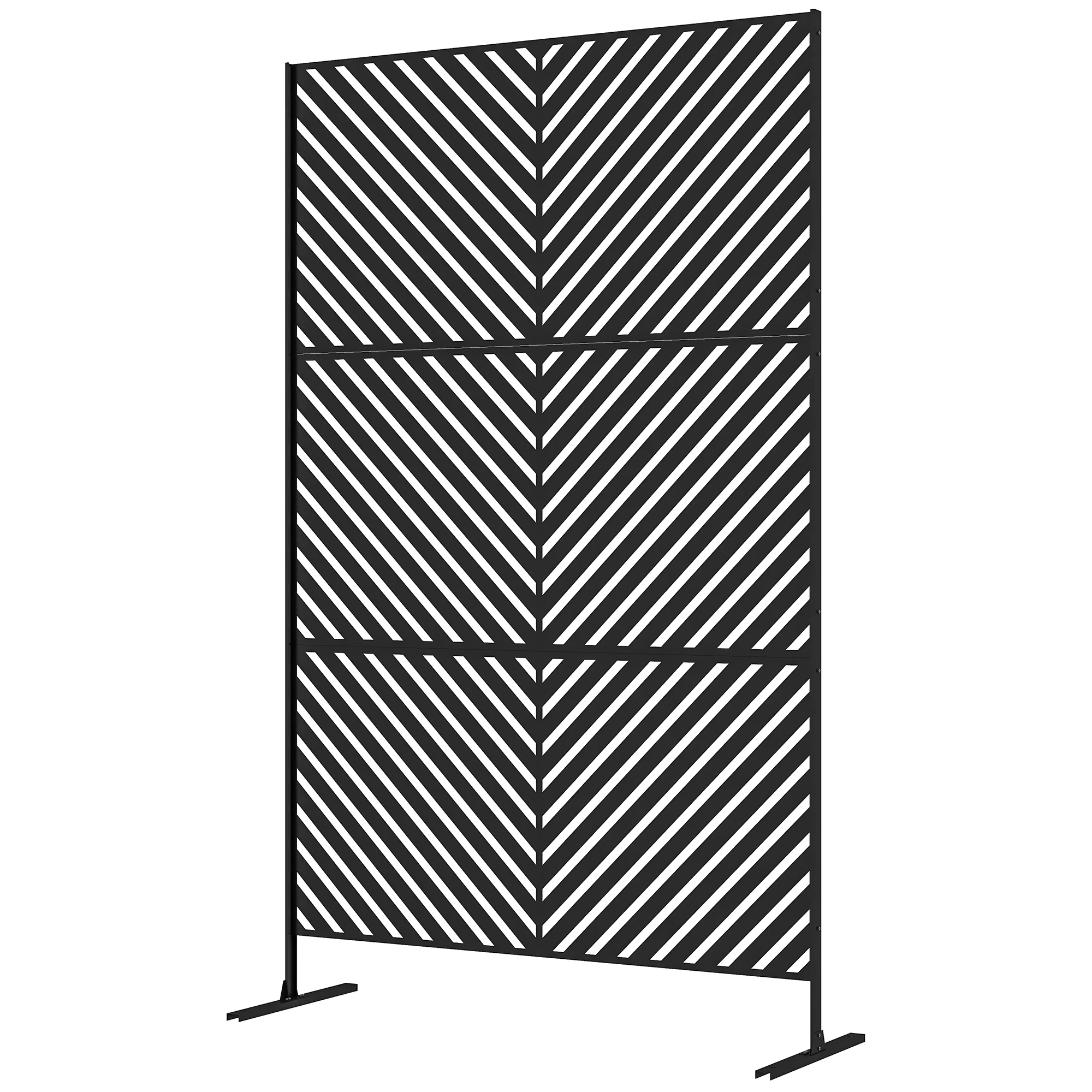 6.5FT Decorative Outdoor Divider, Metal Privacy Screen with Stand, Triangle Style, Black - Image 2
