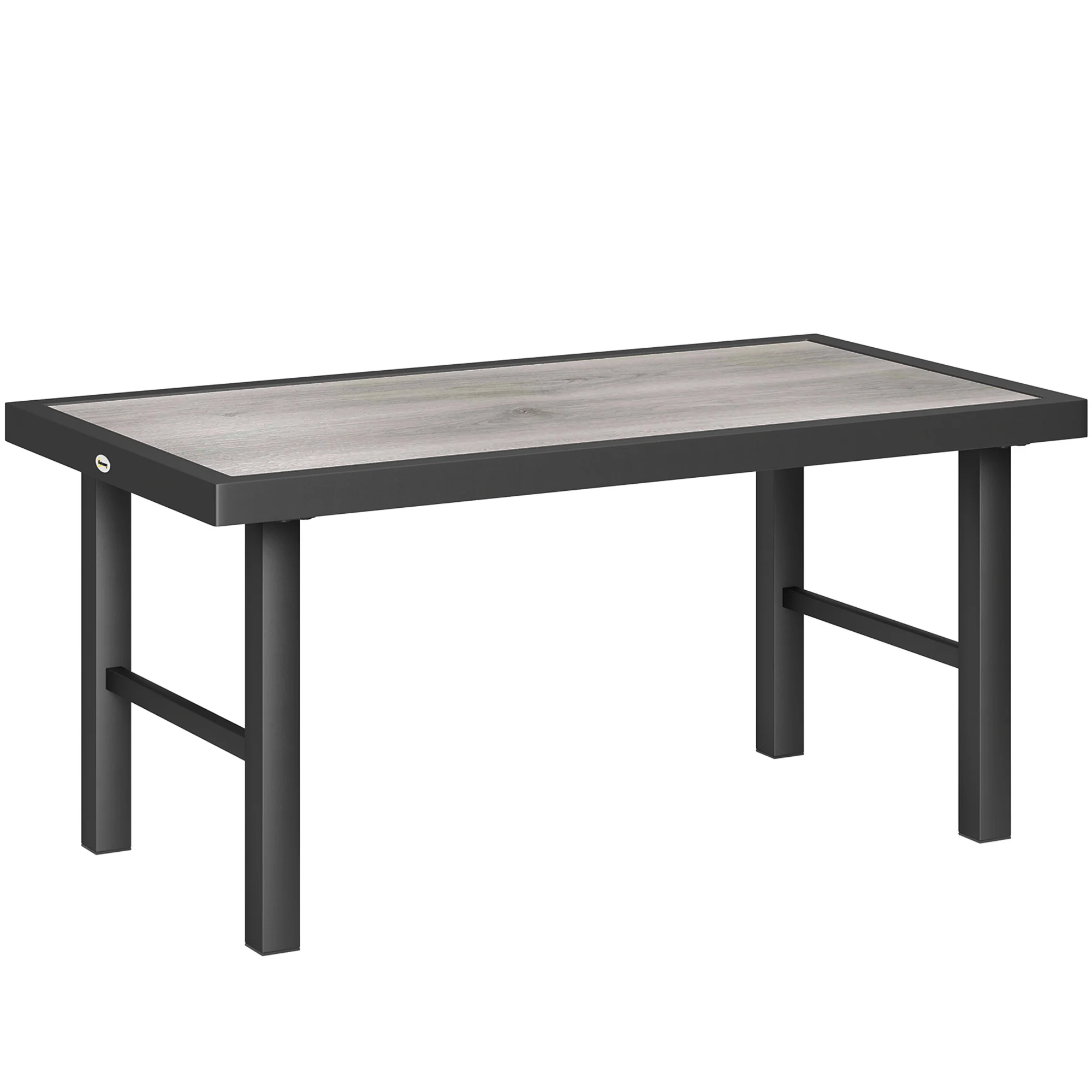 Outdoor Side Table with SPC Woodgrain Tabletop, Metal Patio Coffee Table, Distressed Grey - Image 12