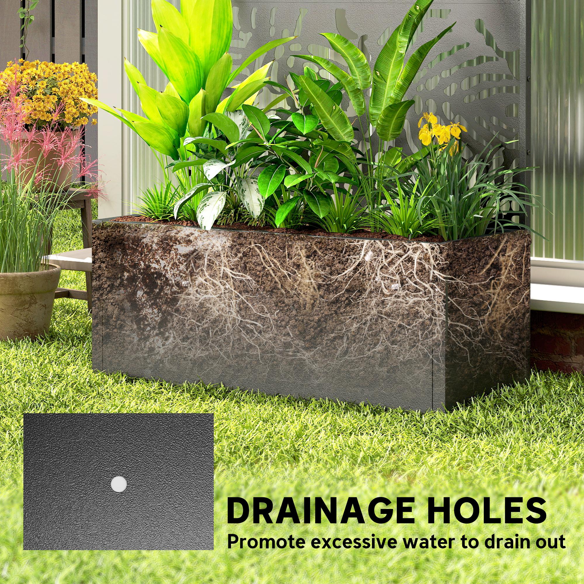 71" Metal Planter Box with Trellis, Banana-Leaf Cut-Out - Image 8