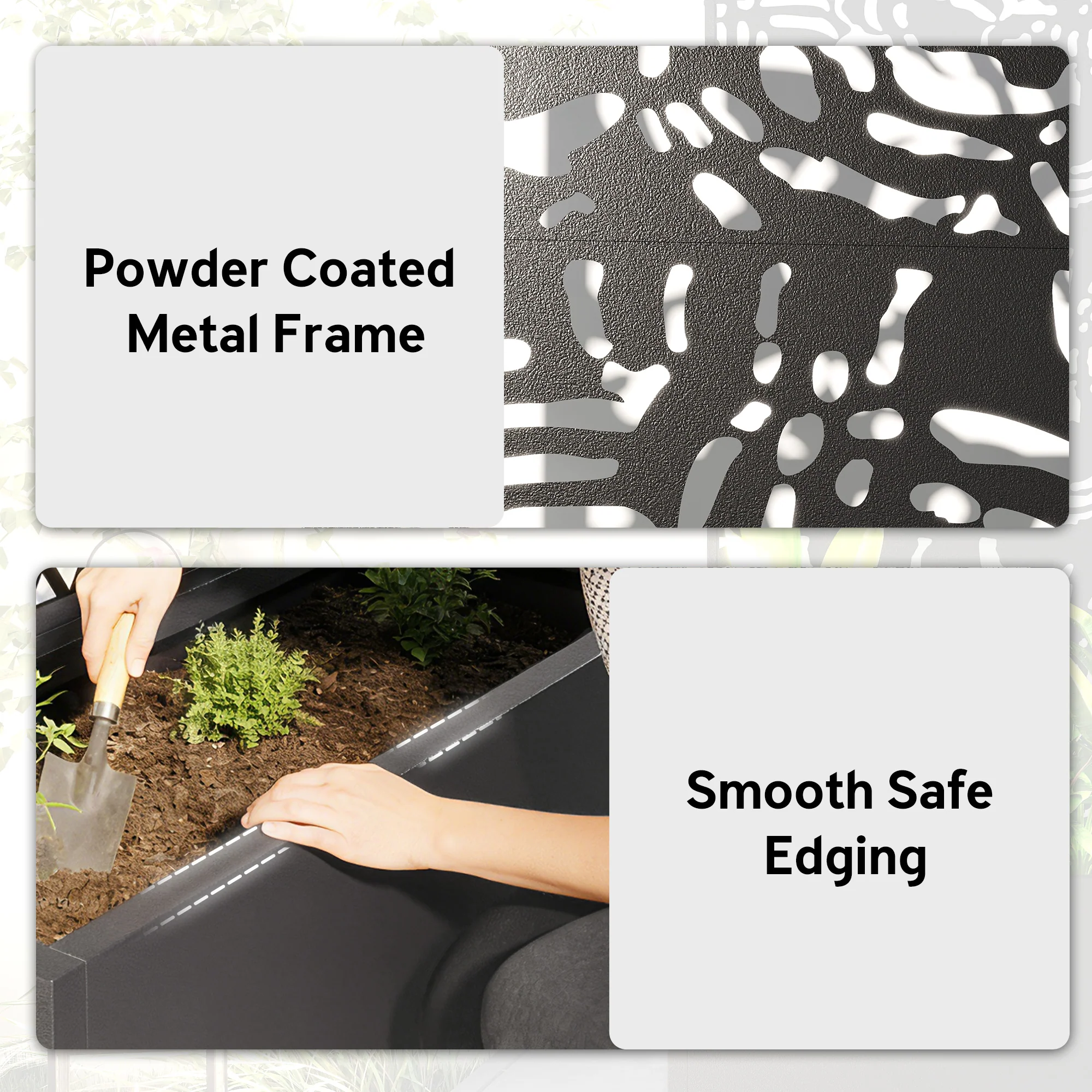 71" Metal Planter Box with Trellis, Banana-Leaf Cut-Out - Image 9
