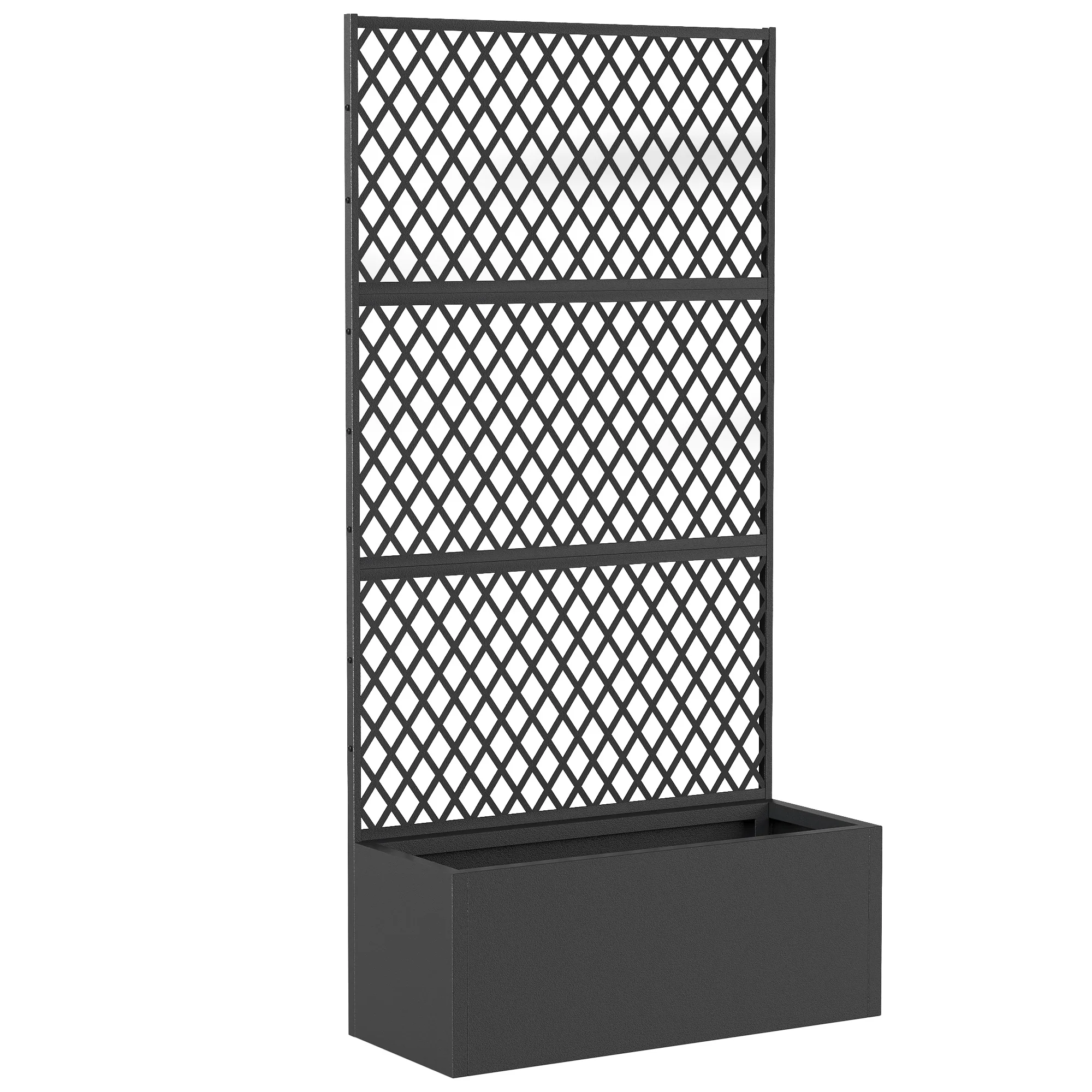 Metal Planter Box with Trellis Privacy Screen, Diamond Lattice - Image 12