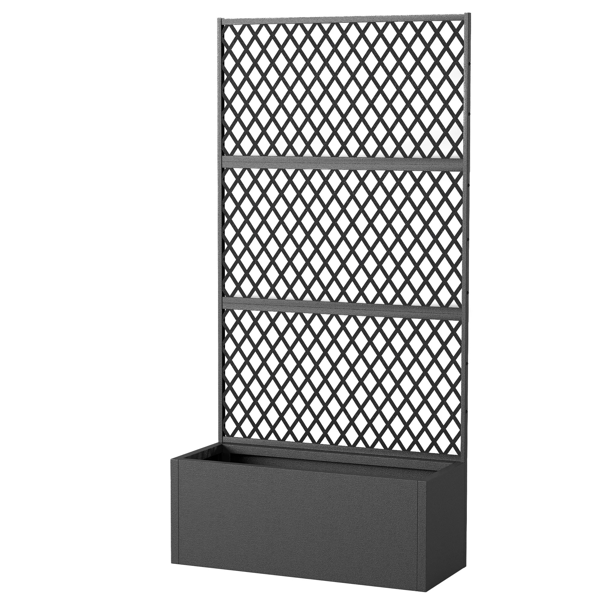 Metal Planter Box with Trellis Privacy Screen, Diamond Lattice - Image 2