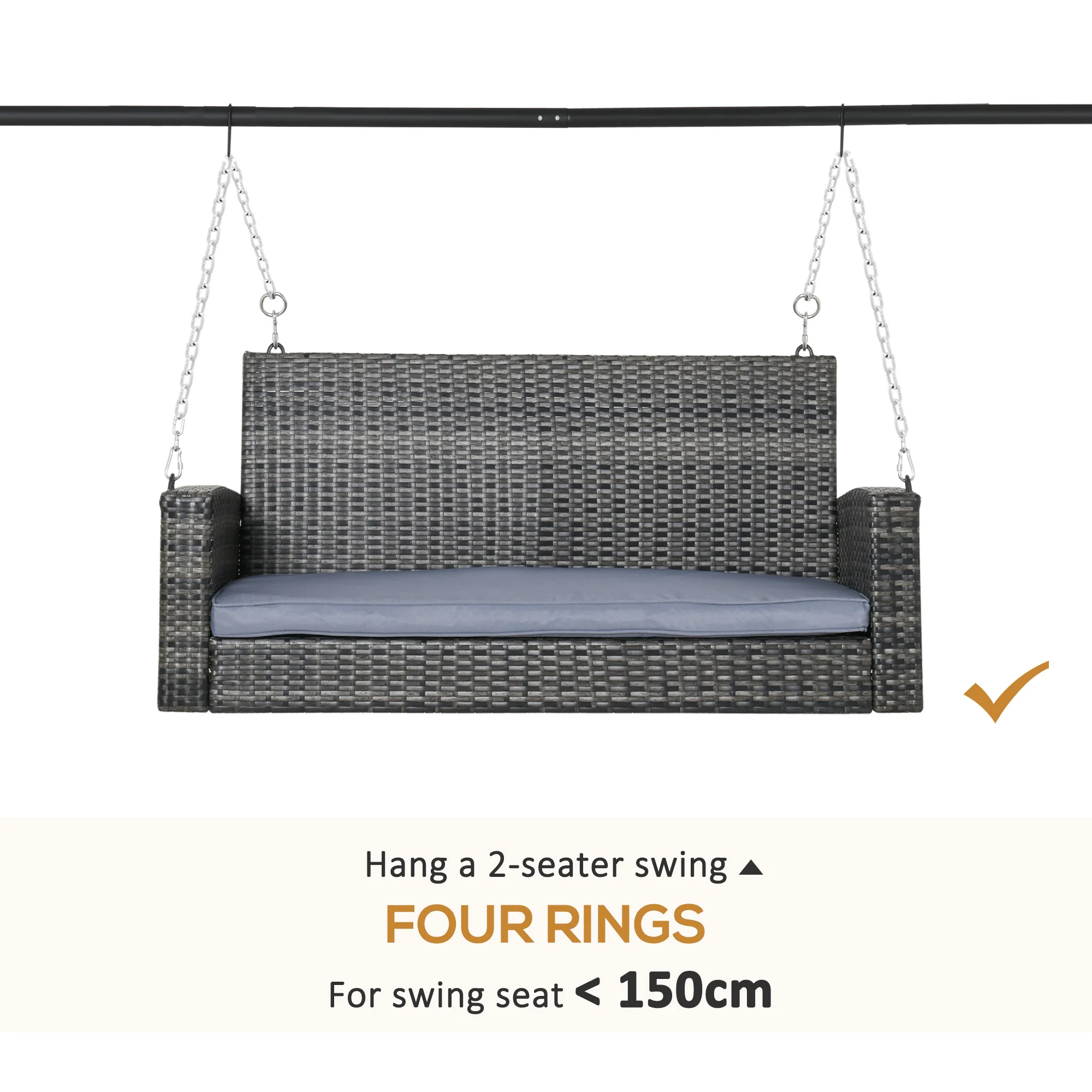 Heavy Duty Swing Frame, 240kg Weight Capacity for Garden, Patio, Lawn, Playground, Black - Image 7