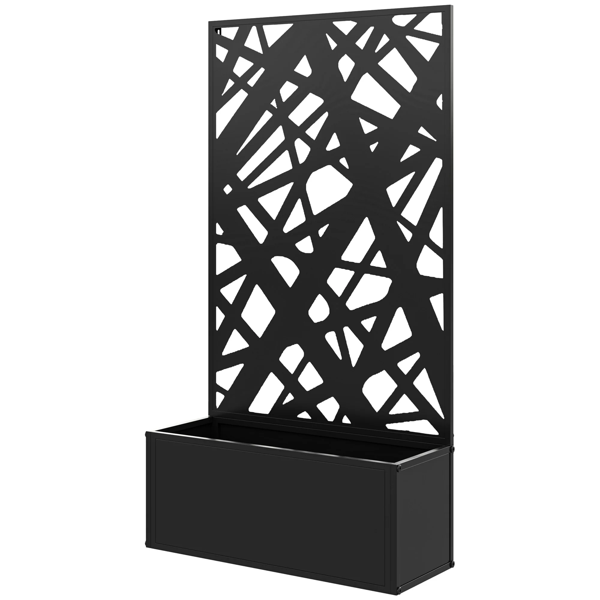 Metal Raised Garden Bed with Trellis Privacy Panel, Irregular Line Cut-Out - Image 2