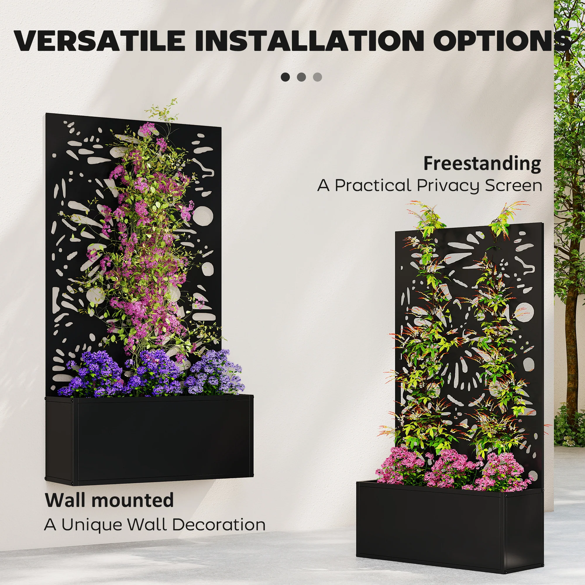 Metal Raised Garden Bed with Trellis Privacy Panel, Butterfly Cut-Out - Image 7
