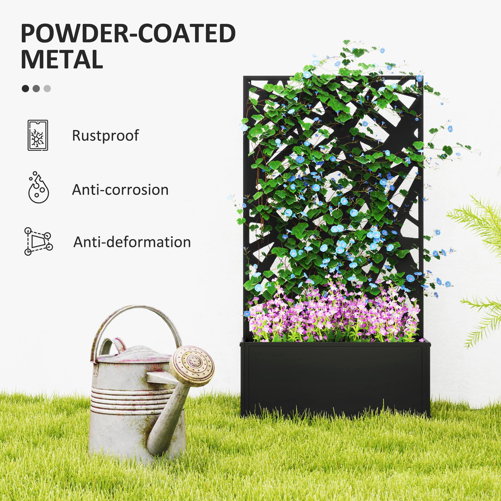 Metal Raised Garden Bed with Trellis Privacy Panel, Irregular Line Cut-Out - Image 8