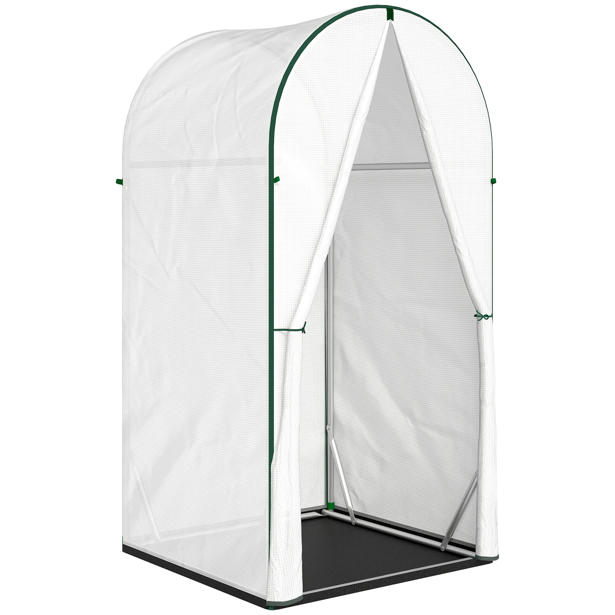 Mini Greenhouse with Roll-Up Door & PE Base, 100 x 100 x 195 cm, White - Image 12