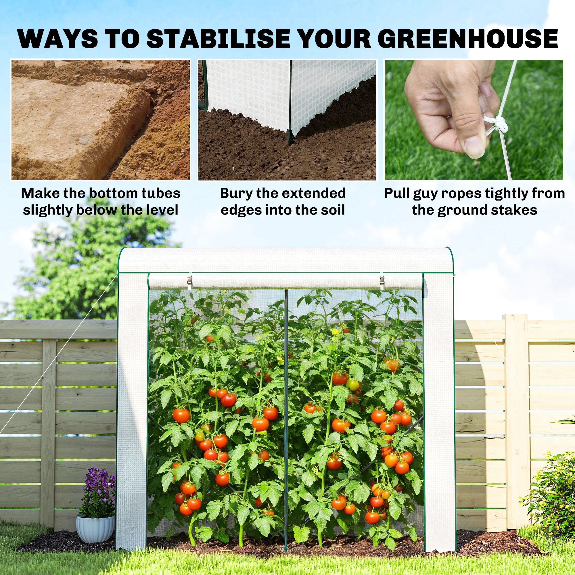 78.7" x 29.5" x 74" Mini Greenhouse, White - Image 10
