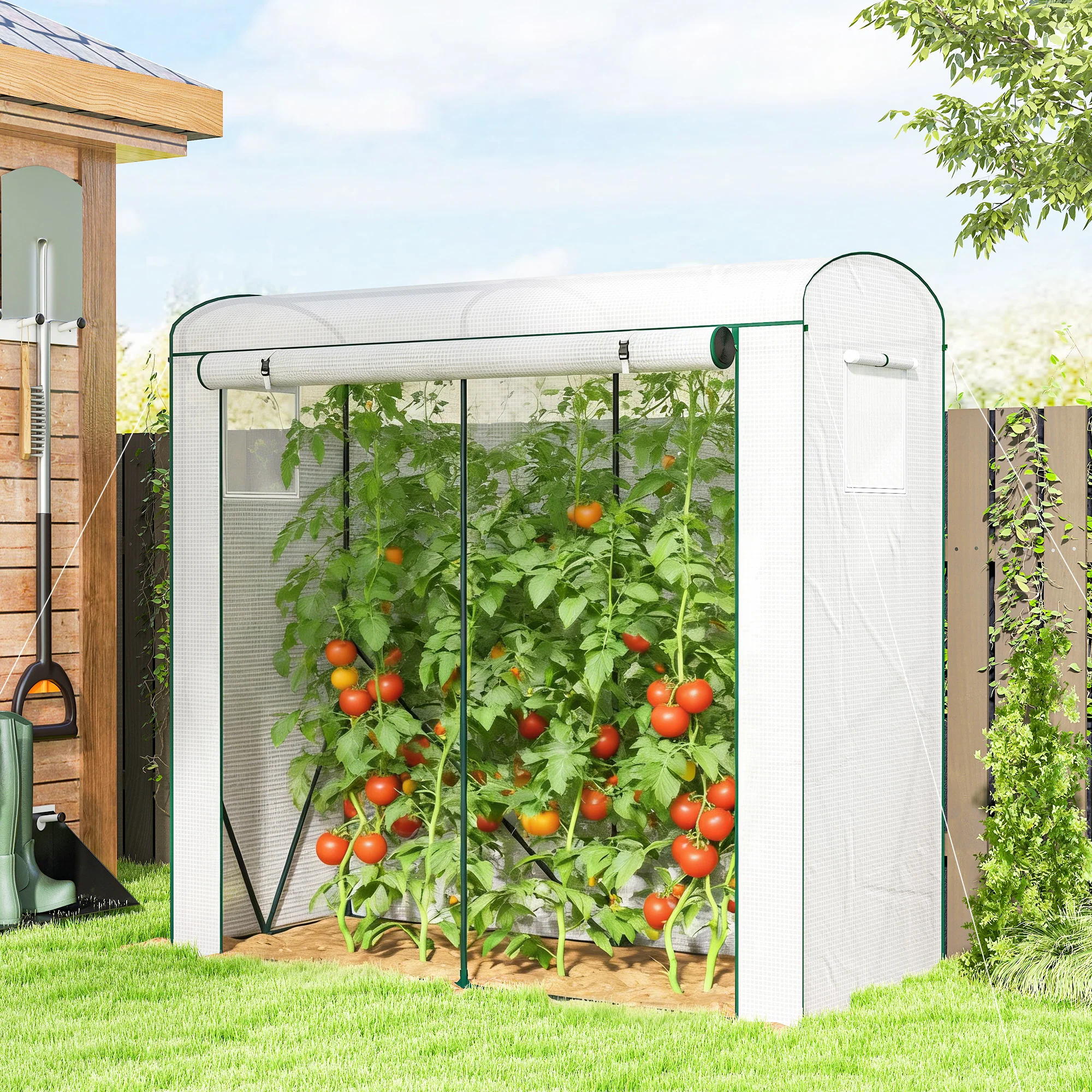 78.7" x 29.5" x 74" Mini Greenhouse, White - Image 3