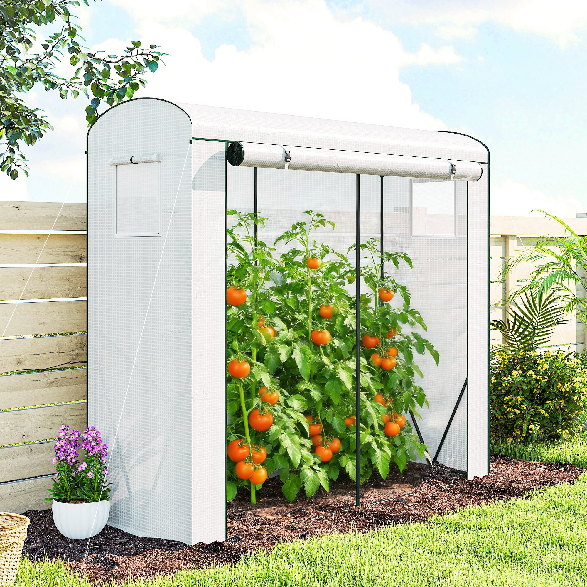 78.7" x 29.5" x 74" Mini Greenhouse, White - Image 4