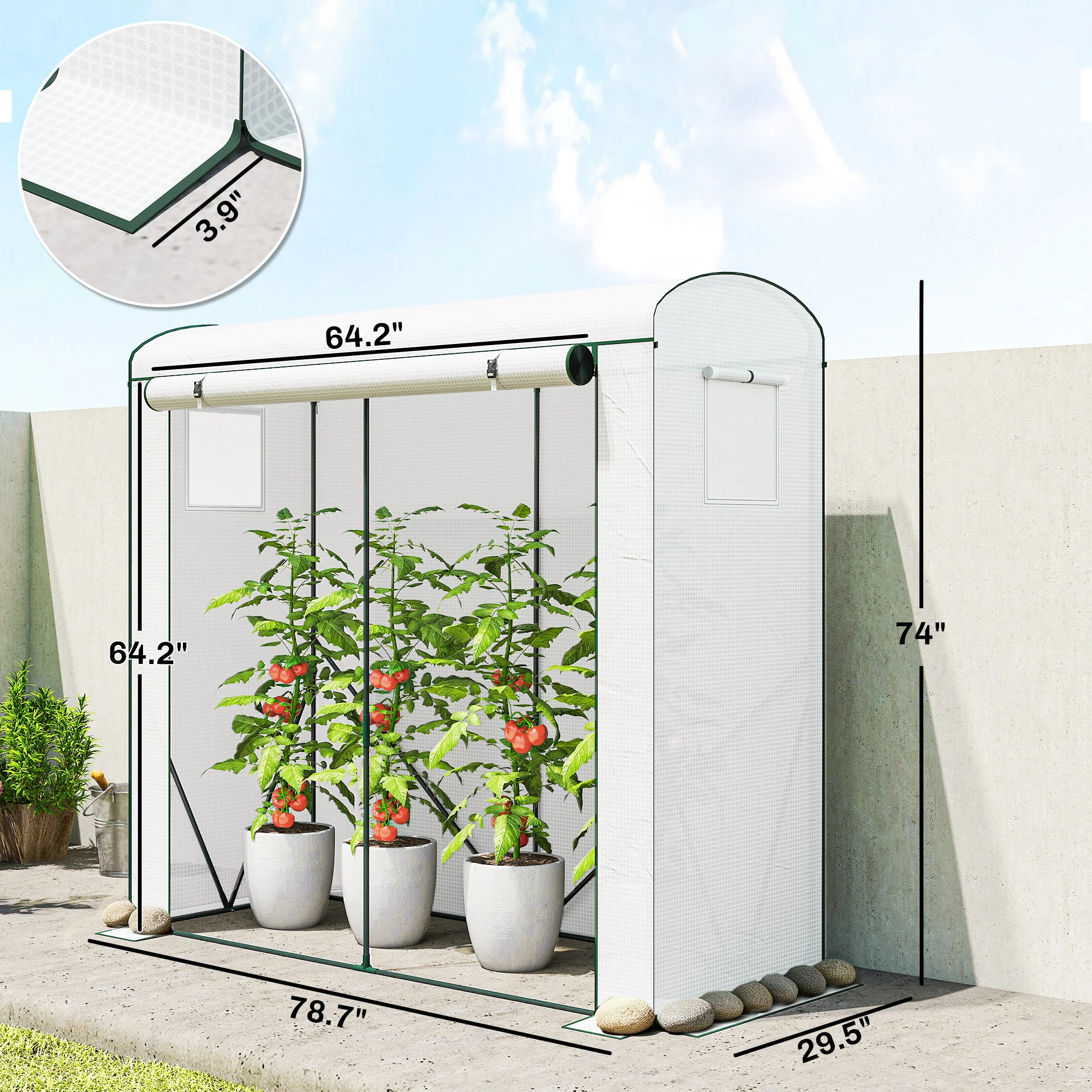 78.7" x 29.5" x 74" Mini Greenhouse, White - Image 5
