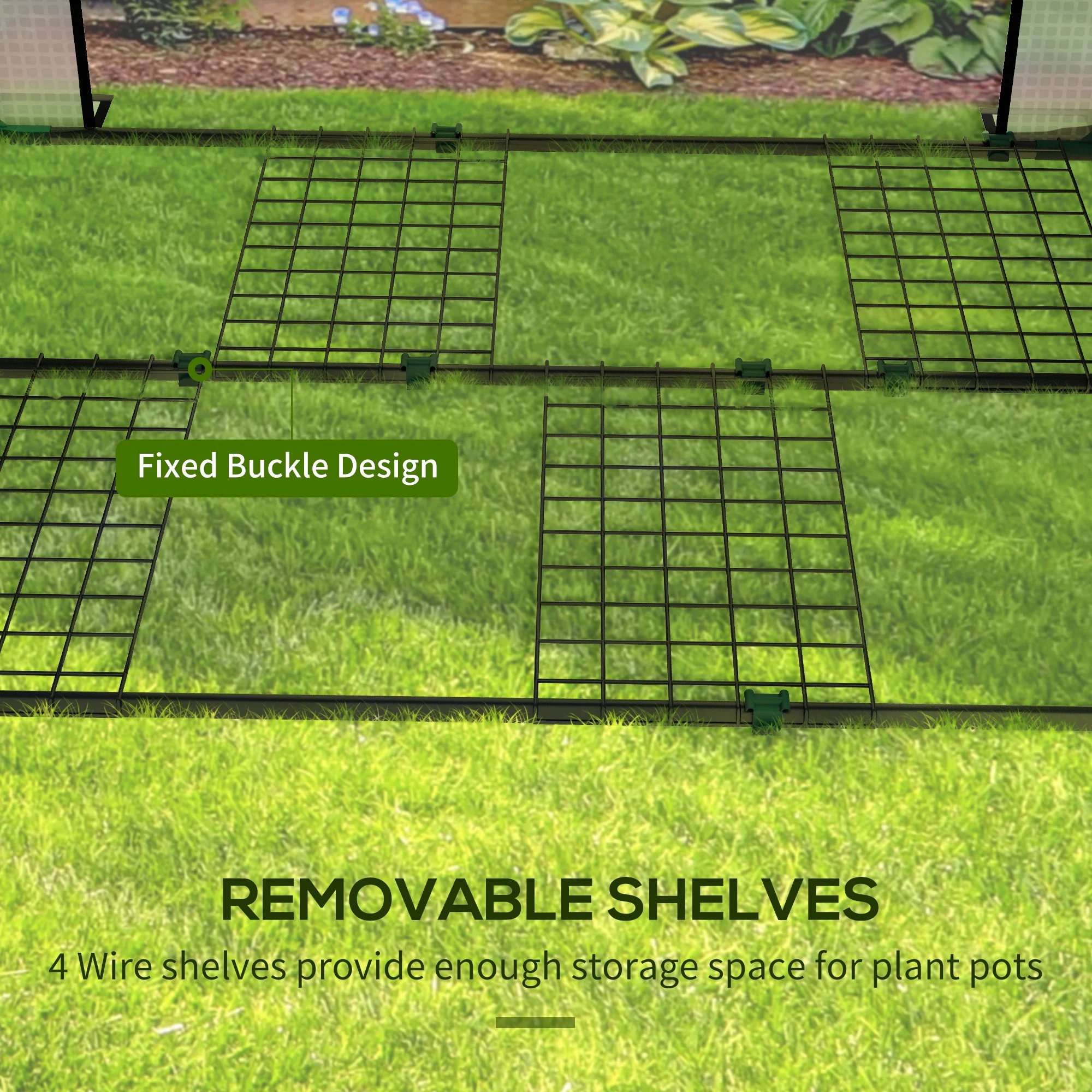 Mini Greenhouse with 4 Wire Shelves, Portable Tomato Greenhouse, 39.4" x 31.5" x 59.1", White - Image 9