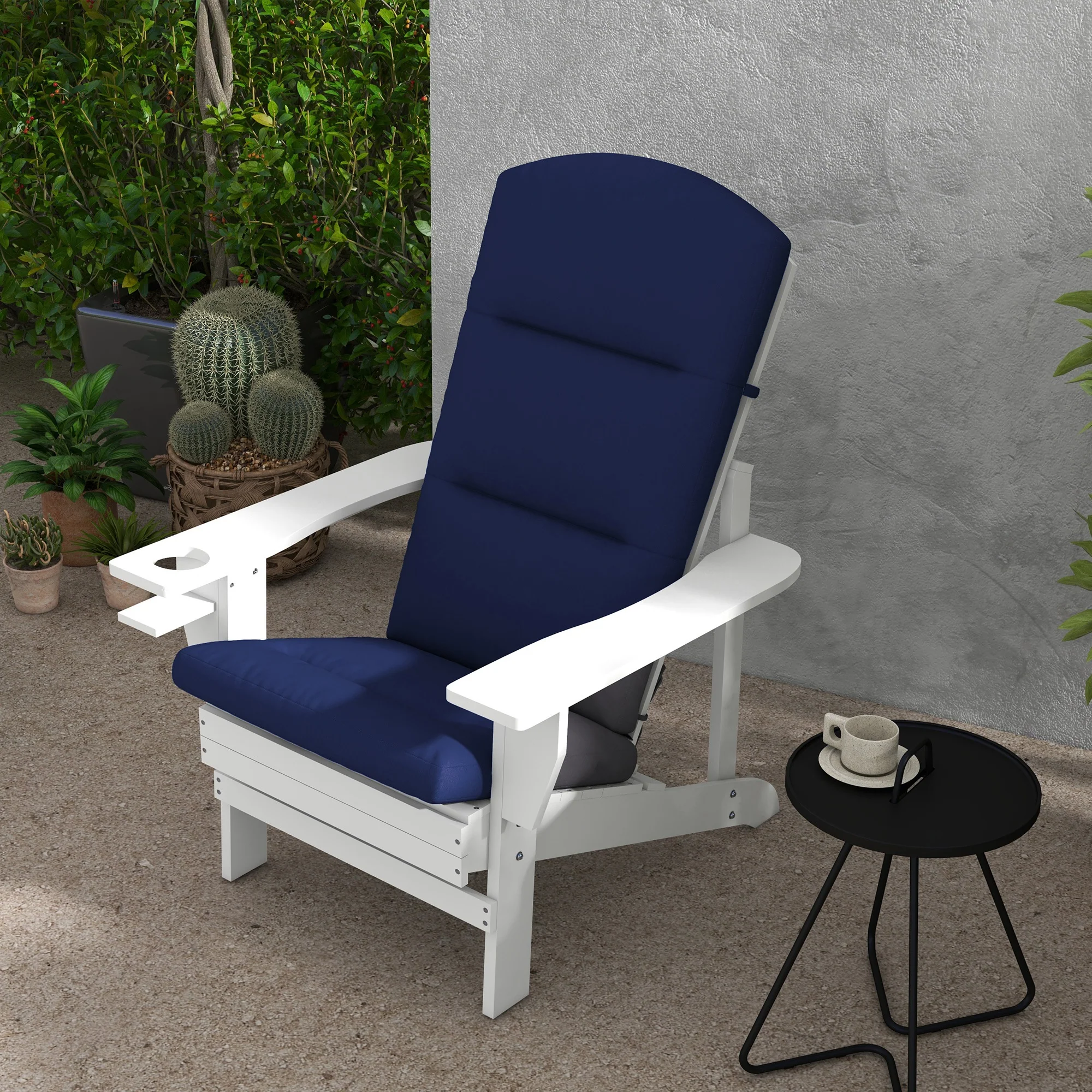 Patio Chair Cushion for Adirondack Chairs Replacement Cushion with Back and Ties, Blue - Image 4