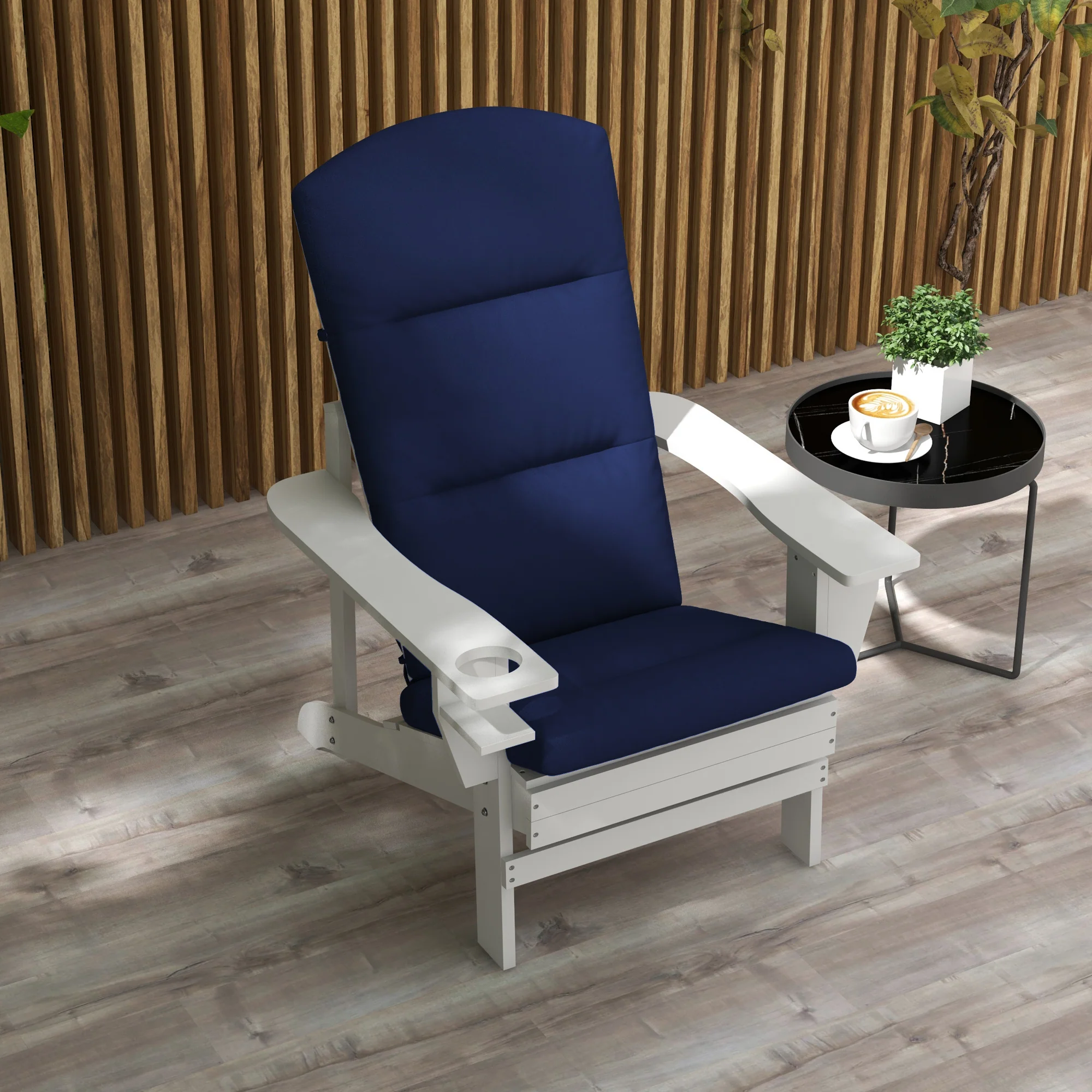 Patio Chair Cushion for Adirondack Chairs Replacement Cushion with Back and Ties, Blue - Image 9
