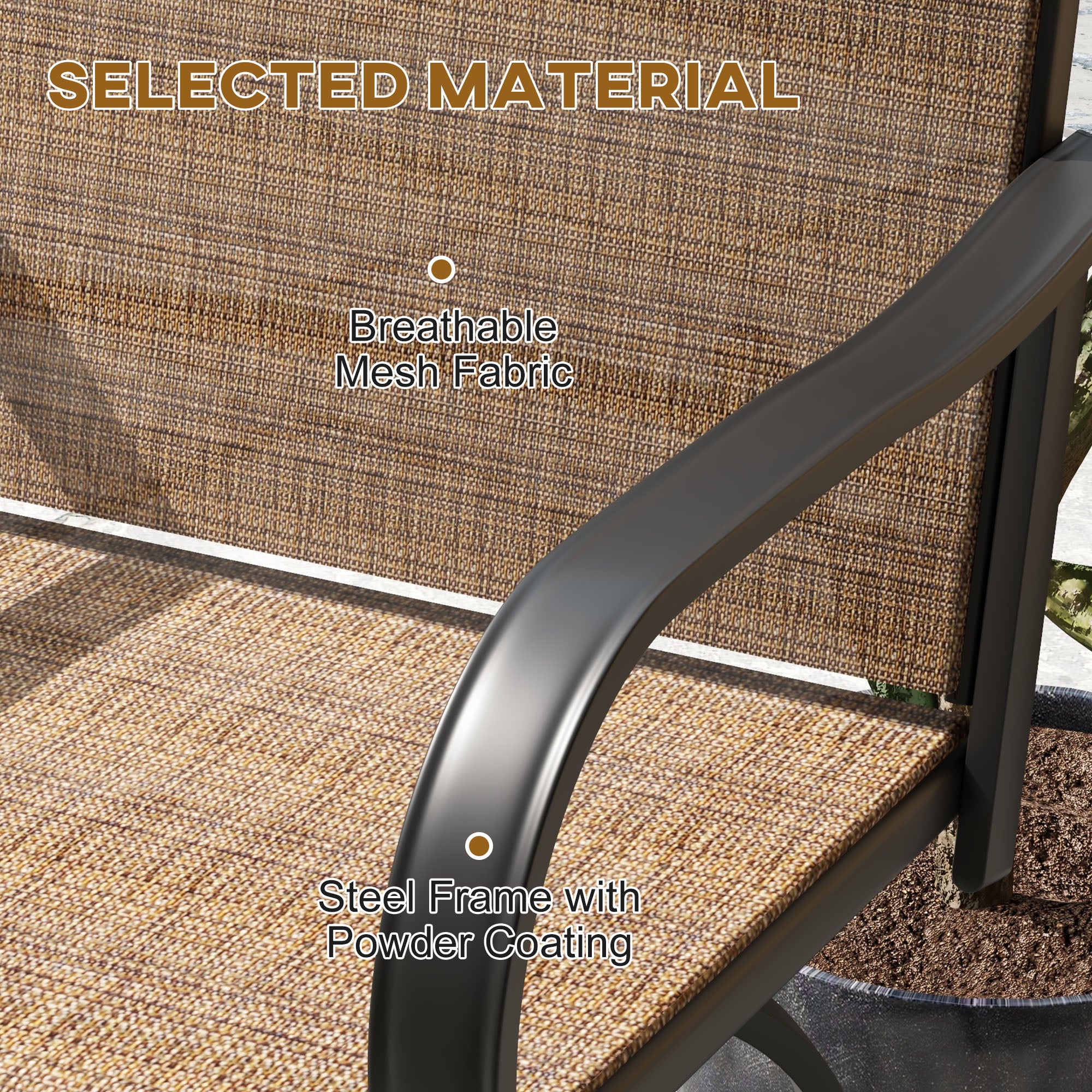 2 Pieces Outdoor Bar Stools, 360° Swivel Bar Height Chairs, 26.8" x 29.5" x 48.4", Brown - Image 8