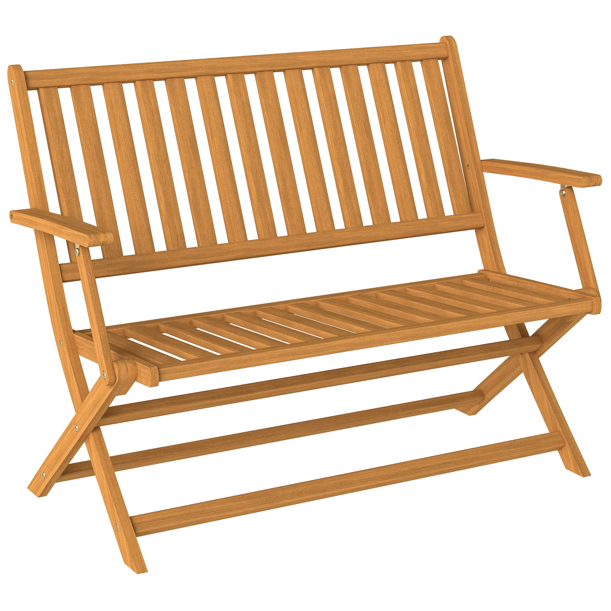 46.5" Foldable Wood Outdoor Bench with Backrest and Armrests for Patio, Porch, Teak - Image 12