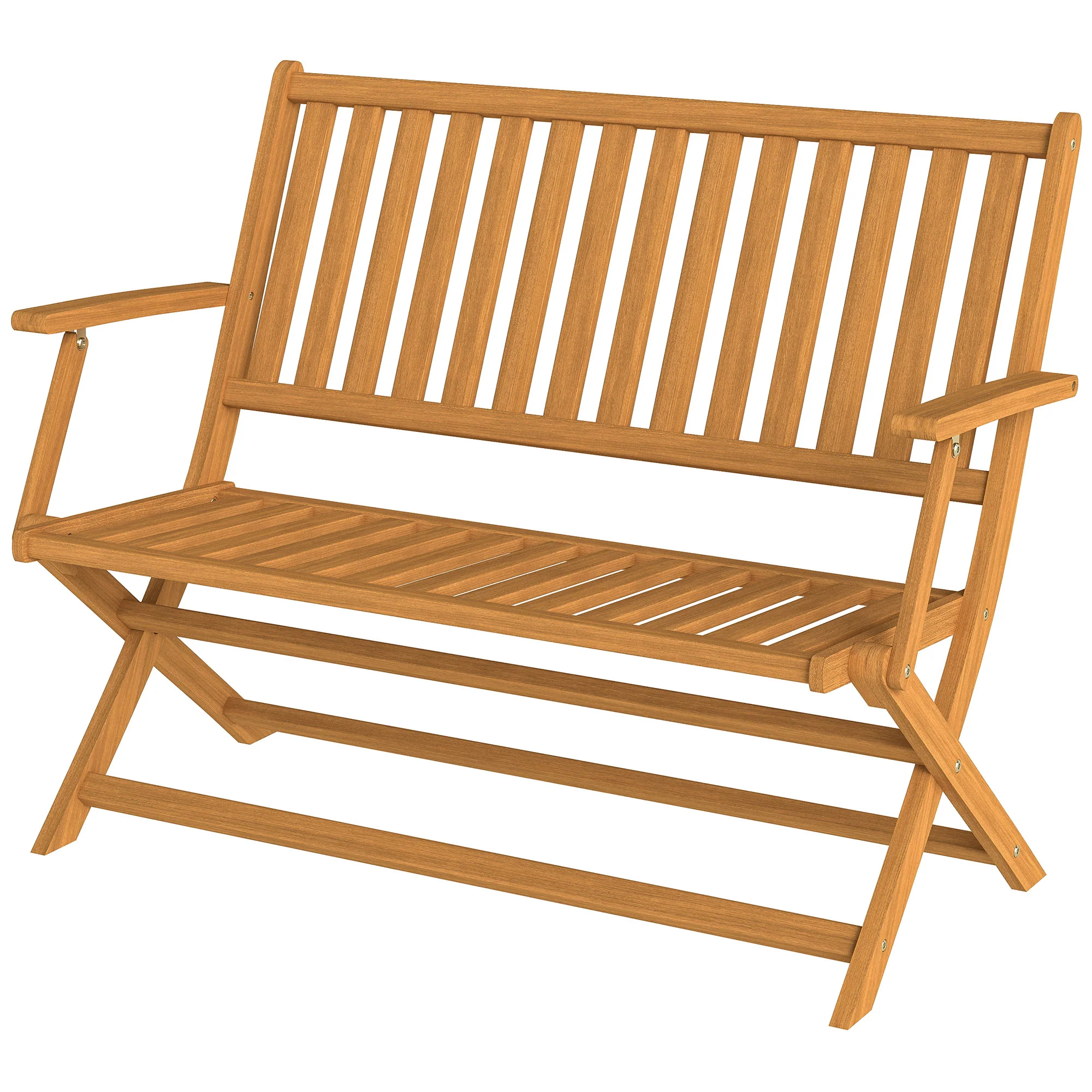 46.5" Foldable Wood Outdoor Bench with Backrest and Armrests for Patio, Porch, Teak - Image 2